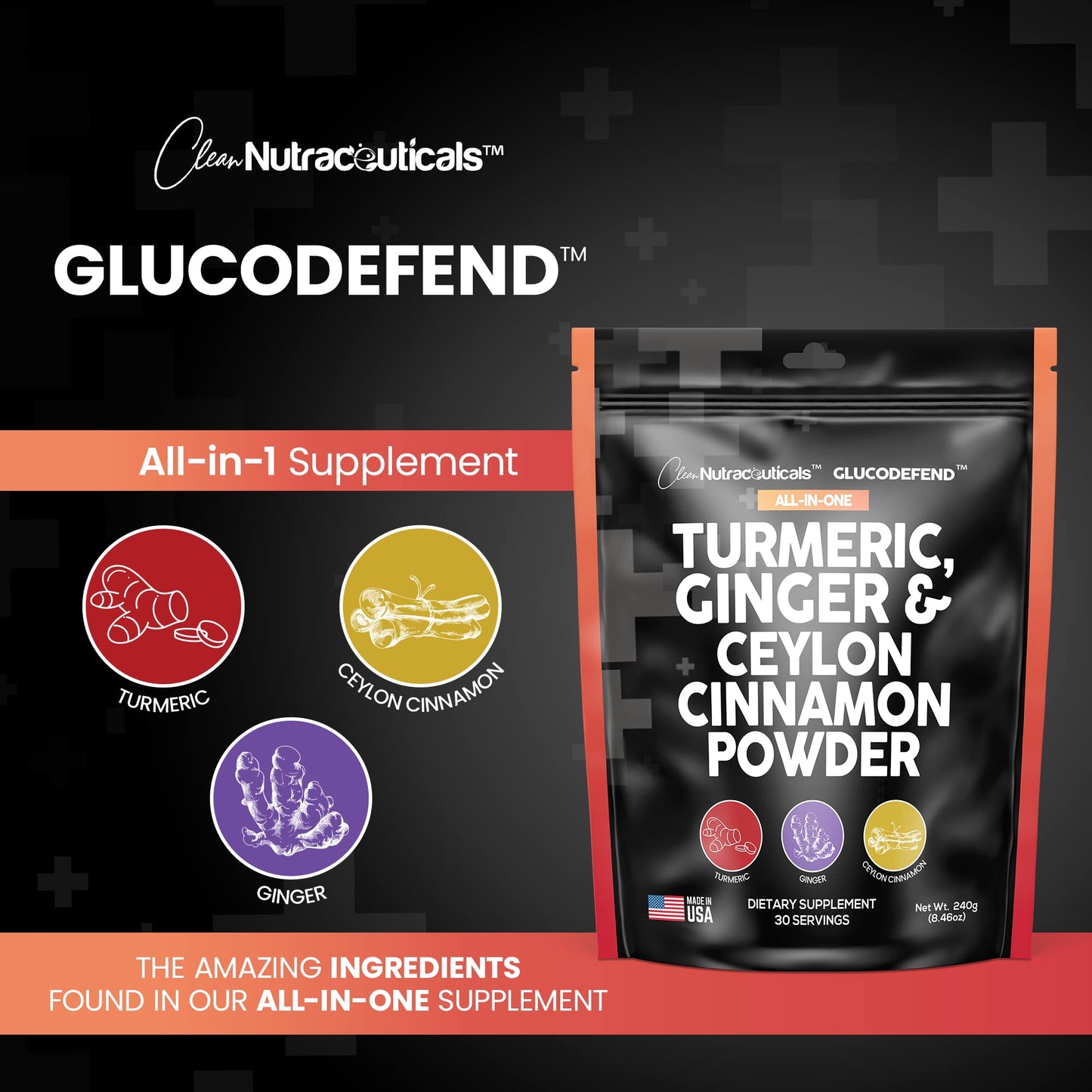 3in1 Turmeric Curcumin Ginger Root & Ceylon Cinnamon Powder Suppleme Clean NutraceuticalsUS supplements