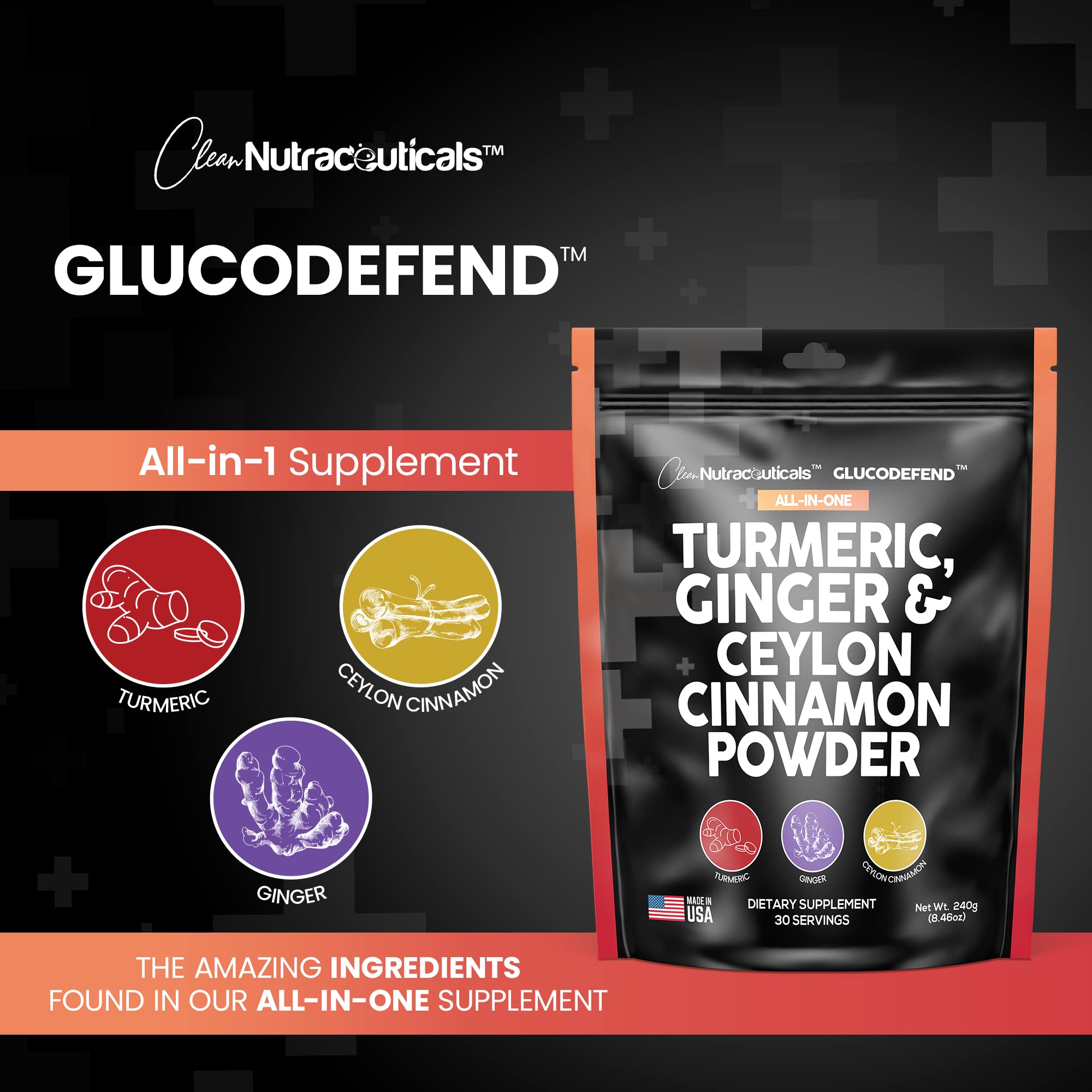 3in1 Turmeric Curcumin Ginger Root & Ceylon Cinnamon Powder Suppleme Clean NutraceuticalsUS supplements
