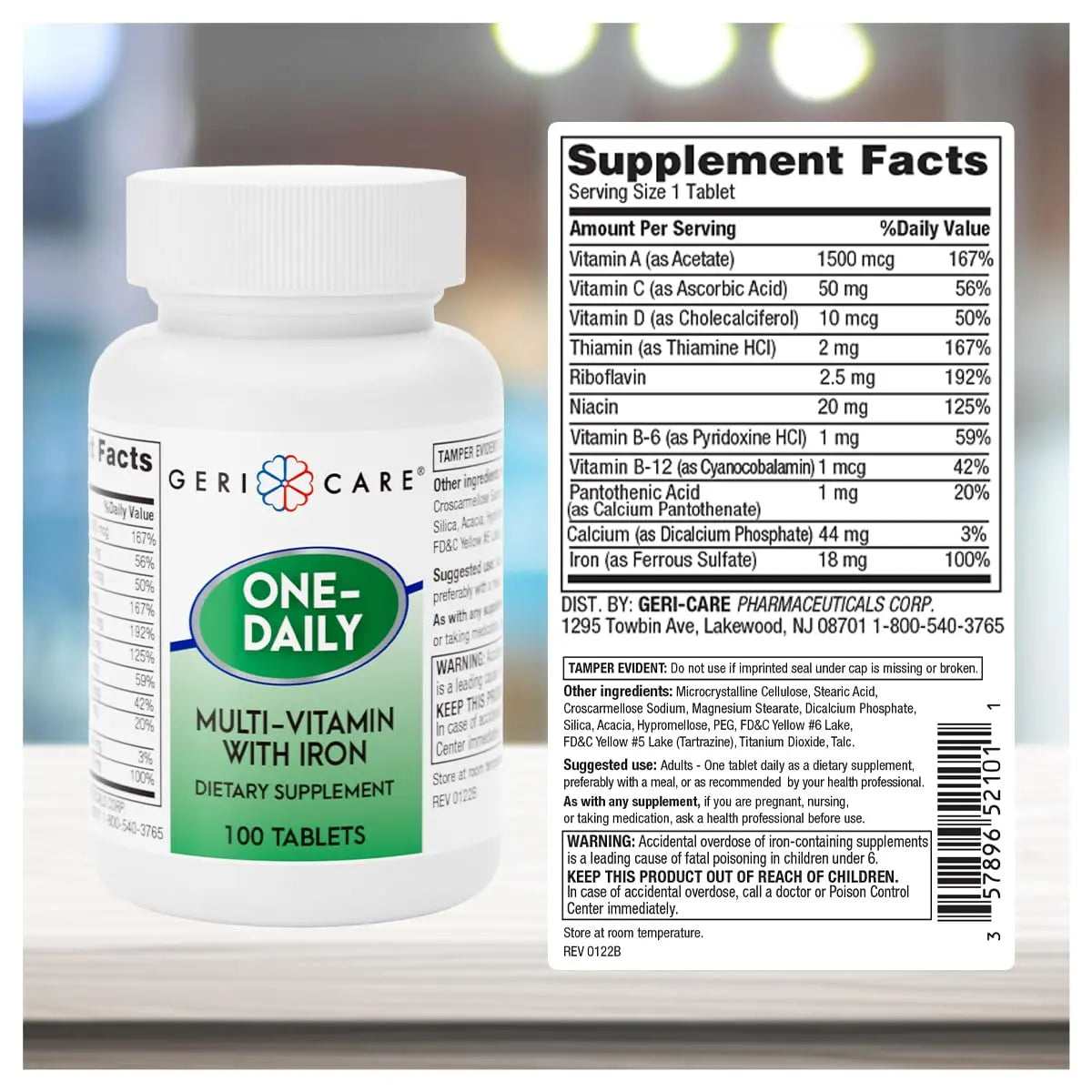 GeriCare One-Daily Multi-Vitamin with Iron Tablets,100 Count (Pack of 1) GeriCareAu supplements