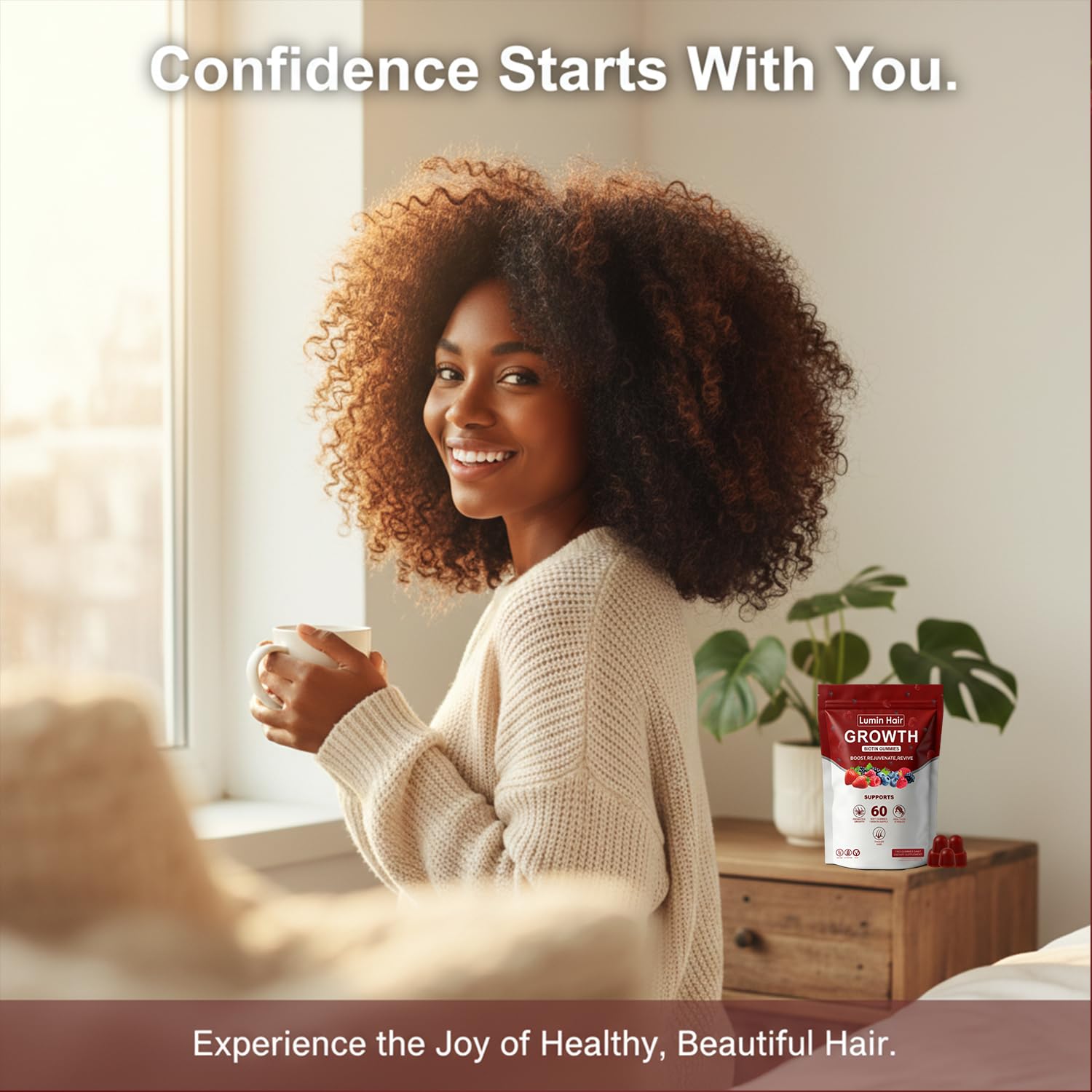 Lumin Hair Growth Gummies for Black Women, 60 Vegan Gummies, Daily Hair Nourishment with Biotin, Collagen & Botanical Extracts, Supports Healthy Hair Growth & Strength Lumin HairUS supplements