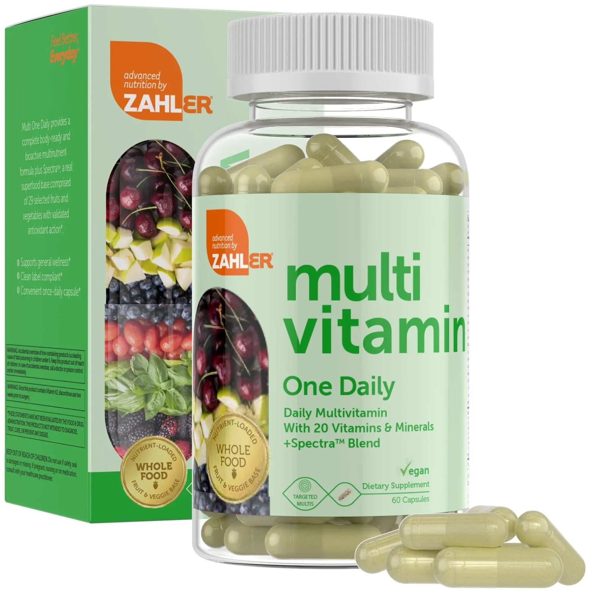 Zahler - One Daily Vegan Multivitamins for Women & Men (60 Count) Kosher Essential Vitamins & Minerals with Whole Food Spectra Blend ZahlerAu supplements