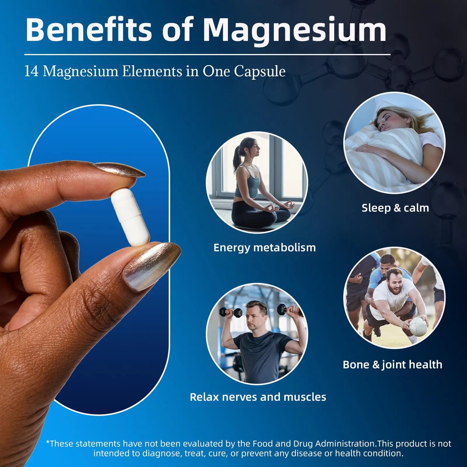 14-in-1 Magnesium Complex Supplement, 1200mg Elemental Magnesium Glycinate, Citrate, Malate, Taurate - Magnesium Complex for Women Nerves, Bone & Heart Health | Non-GMO GrthNutrnz supplements