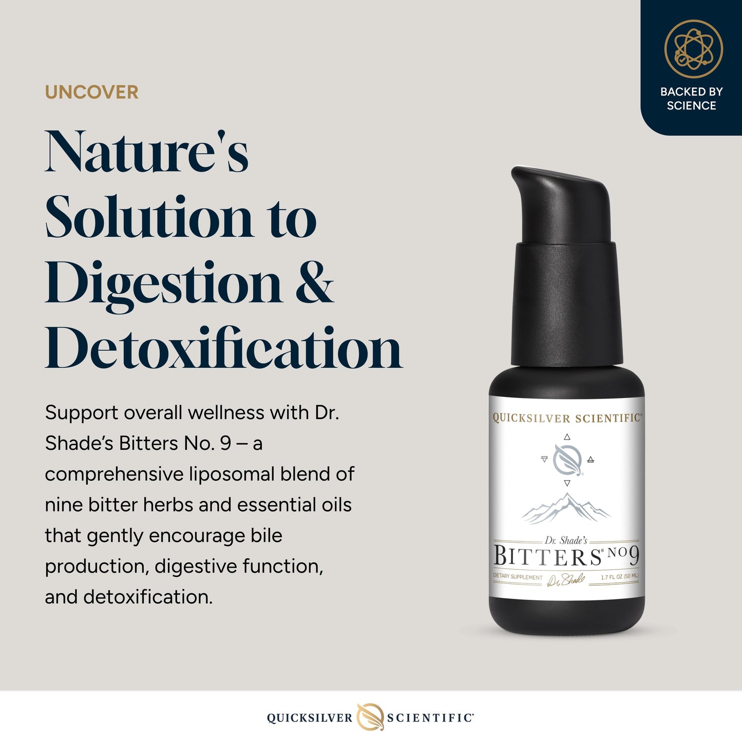 Quicksilver Scientific Dr. Shade's Bitters No. 9 - for Digestion - Fast Acting Liposomal Digestive Bitters with Milk Thistle, Burdock Root & Juniper Essential Oil - Digestive Support (50ml) Quicksilver ScientificUS supplements