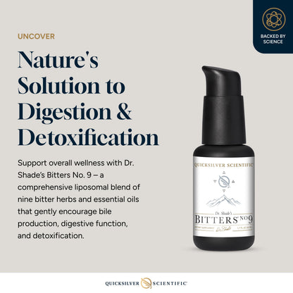 Quicksilver Scientific Dr. Shade's Bitters No. 9 - for Digestion - Fast Acting Liposomal Digestive Bitters with Milk Thistle, Burdock Root & Juniper Essential Oil - Digestive Support (50ml) Quicksilver ScientificUS supplements