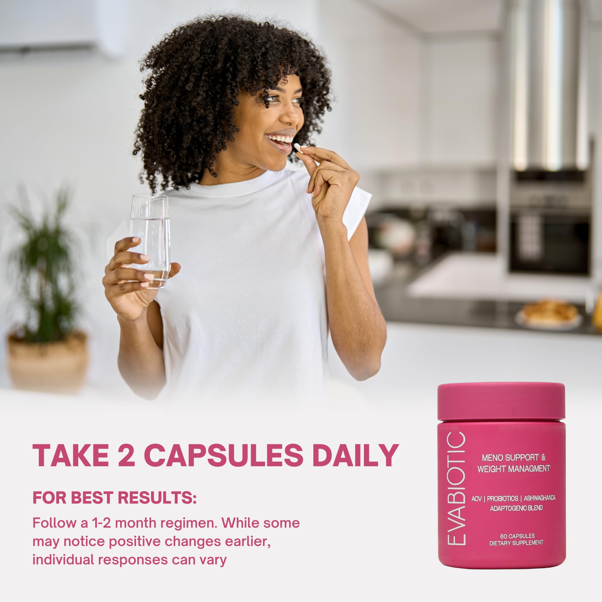 Complete Menopause Vitamins - Ashwaghanda, Probiotics, ACV for Weight Management, Hot Flashes, Night Sweats, Bloat, Hormone Balance - Vegan 60 Caps Menopause Supplements for Women Non-GMO EVABIOTICAu supplements