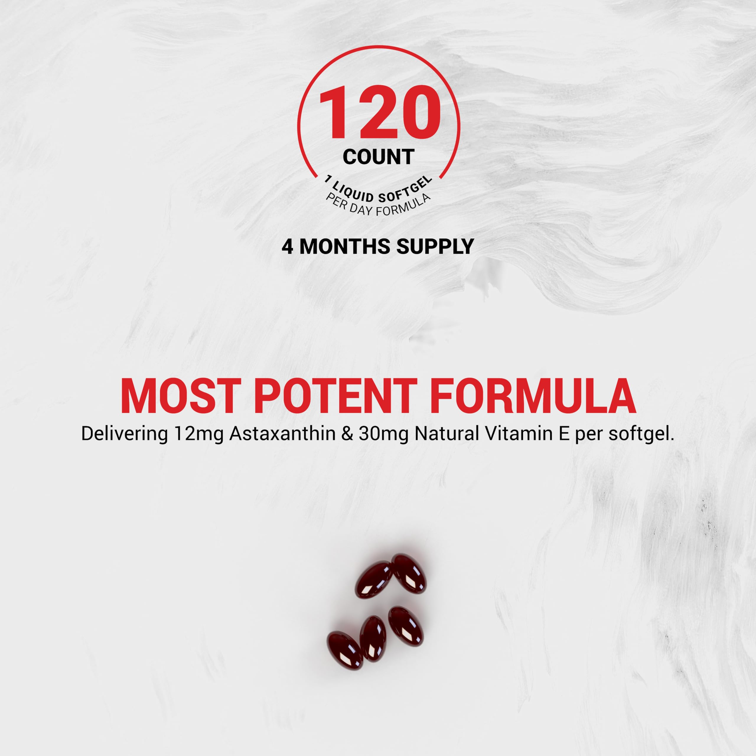 Naturalis New Zealand Astaxanthin (12mg) | Enhanced with Natural Vitamin E | Non-GMO, Soy & Gluten Free | 120 Softgels (4 Month Supply) NaturalisAu supplements