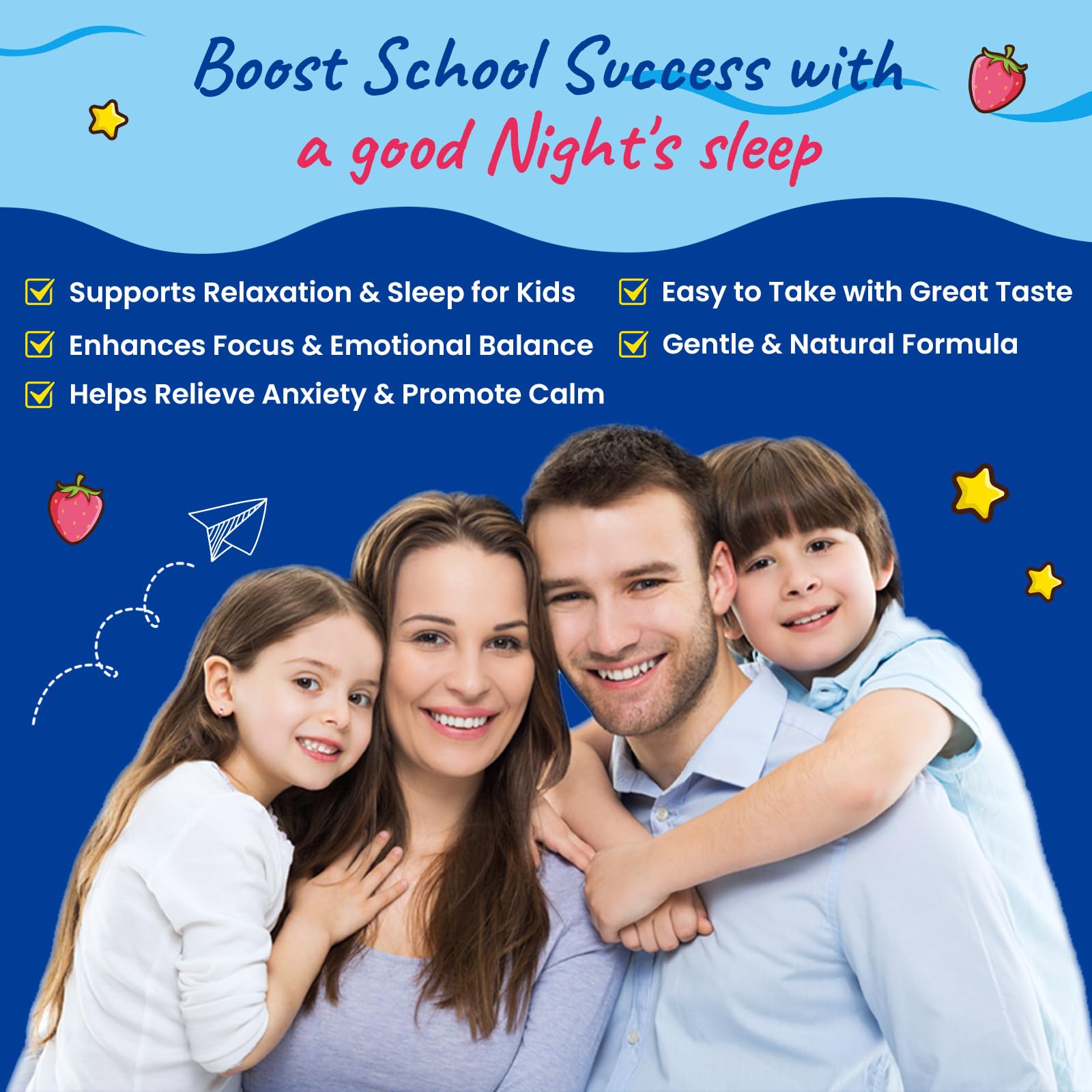 Magnesium Glycinate Gummies for Kids - with L-Theanine, Omega-3, Vitamin B6, D3, Zinc - Kids Magnesium Gummies for Sleep, Relaxation, Calm & Focus - Sugar Free Strawberry 60ct HovikaAu supplements