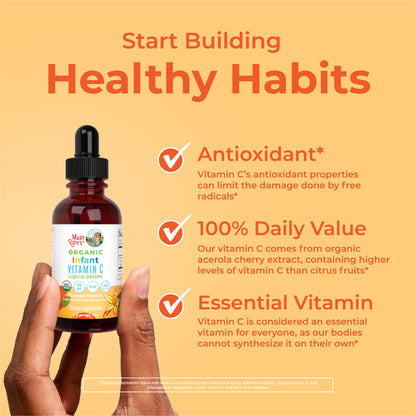 MaryRuth Organics Infant & Baby Vitamin C Supplement | USDA Organic Vitamin C Liquid Drops for Infants | Ages 6-12 Months | Immune Support | Overall Health | Vegan | Non-GMO | Gluten Free | 2 Fl Oz MARYRUTH'SUS supplements