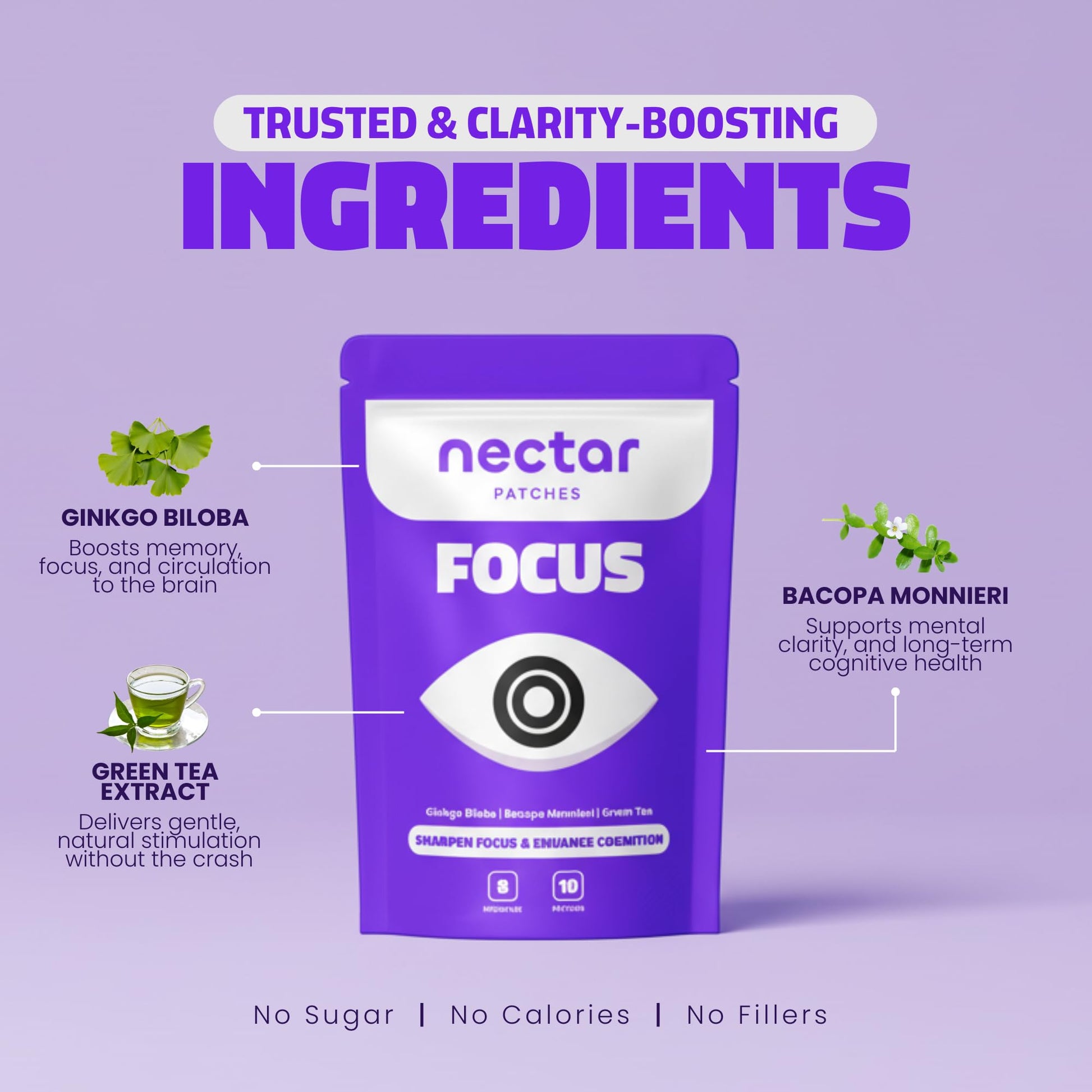 Nectar Focus Patches | Natural Cognitive Support with Ginkgo Biloba, Bacopa & Magnesium for Memory – Mental Clarity Neuro Patches for Work, Study – Clean Plant-Based Nootropic Alternative | 30 Count Nectar PatchesAu supplements