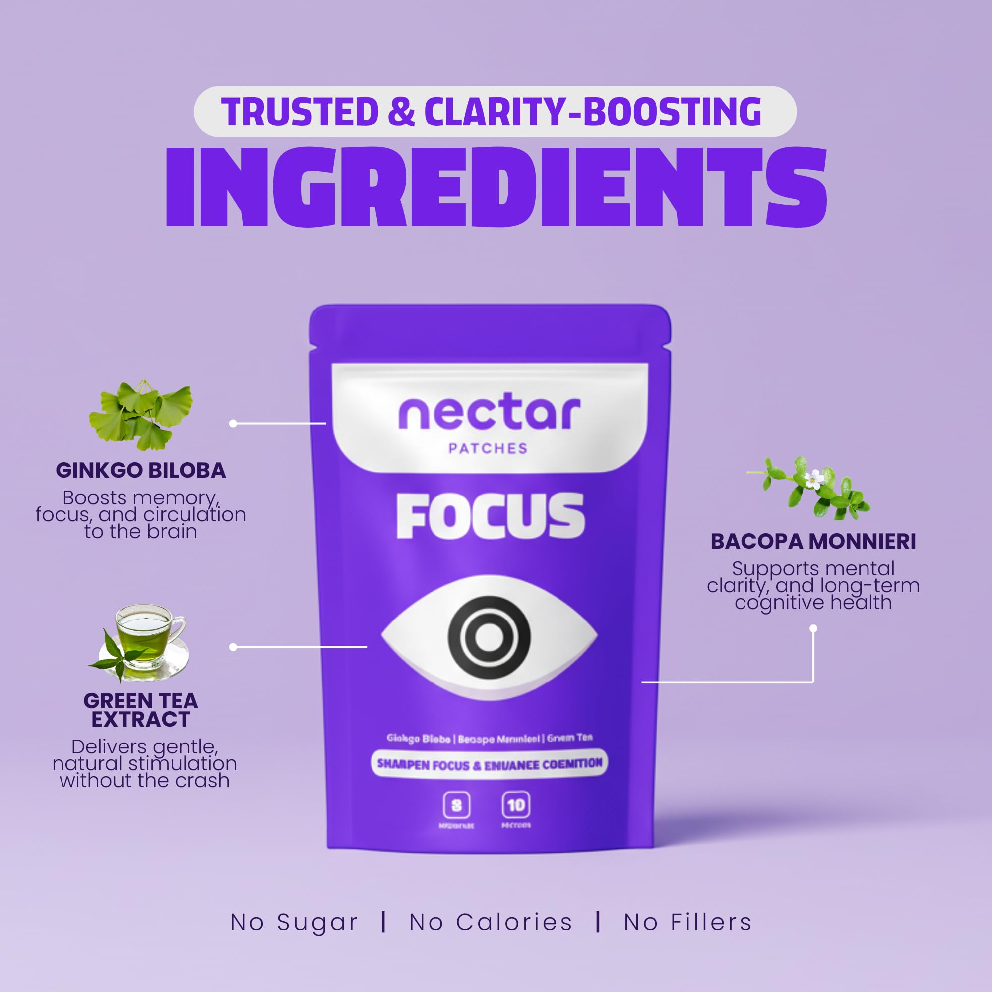 Nectar Focus Patches | Natural Cognitive Support with Ginkgo Biloba, Bacopa & Magnesium for Memory – Mental Clarity Neuro Patches for Work, Study – Clean Plant-Based Nootropic Alternative | 30 Count Nectar PatchesAu supplements
