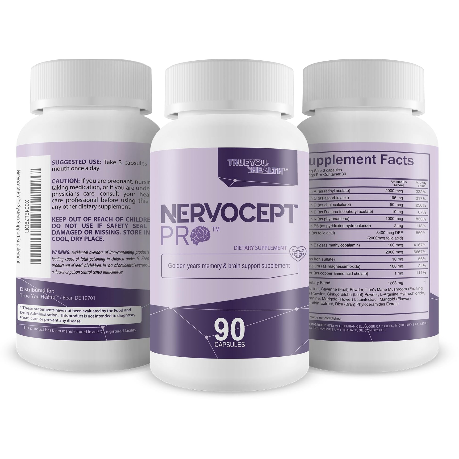 Nervocept Pro - Our Best Nerve Support Capsules - Lions Mane, Magnesium, Vitamin B For Nerve Repair - Vitamin D for Nerves - Lions Mane Memory & Nerve Support - Vitamin B12 Nerve Support True You HealthAu supplements