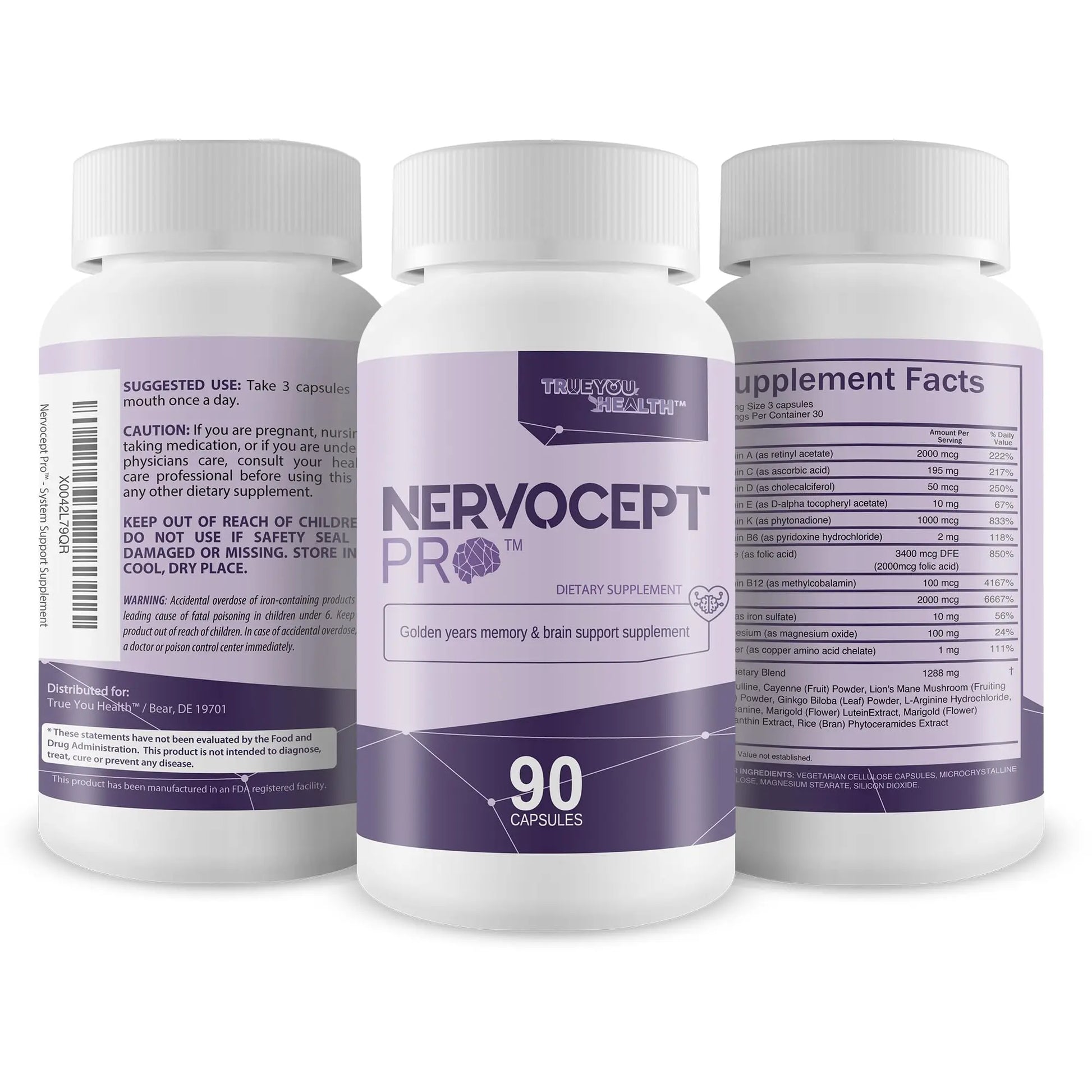 Nervocept Pro - Our Best Nerve Support Capsules - Lions Mane, Magnesium, Vitamin B For Nerve Repair - Vitamin D for Nerves - Lions Mane Memory & Nerve Support - Vitamin B12 Nerve Support True You Healthnz supplements