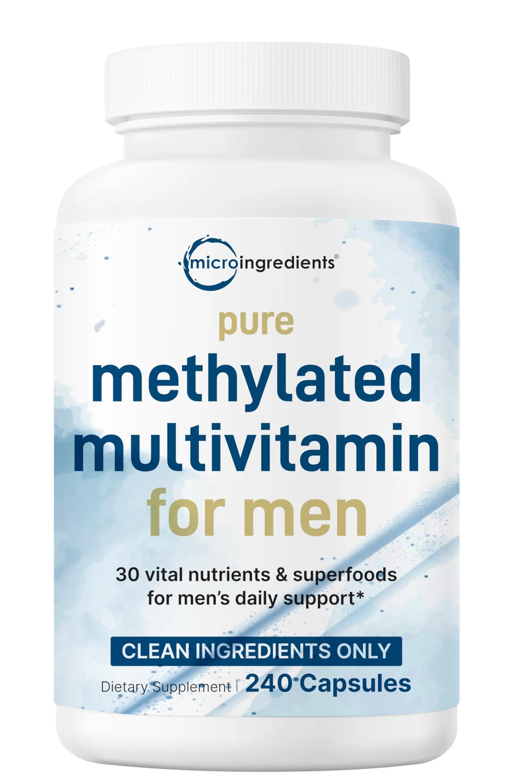 Pure Methylated Multivitamin for Men, 240 Capsules | 30 Key Nutrients with Vitamin C, D, E, B Complex + Methylfolate Micro IngredientsAu supplements