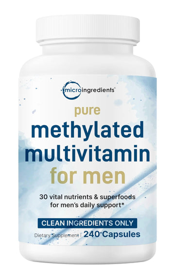 Pure Methylated Multivitamin for Men, 240 Capsules | 30 Key Nutrients with Vitamin C, D, E, B Complex + Methylfolate Micro IngredientsAu supplements