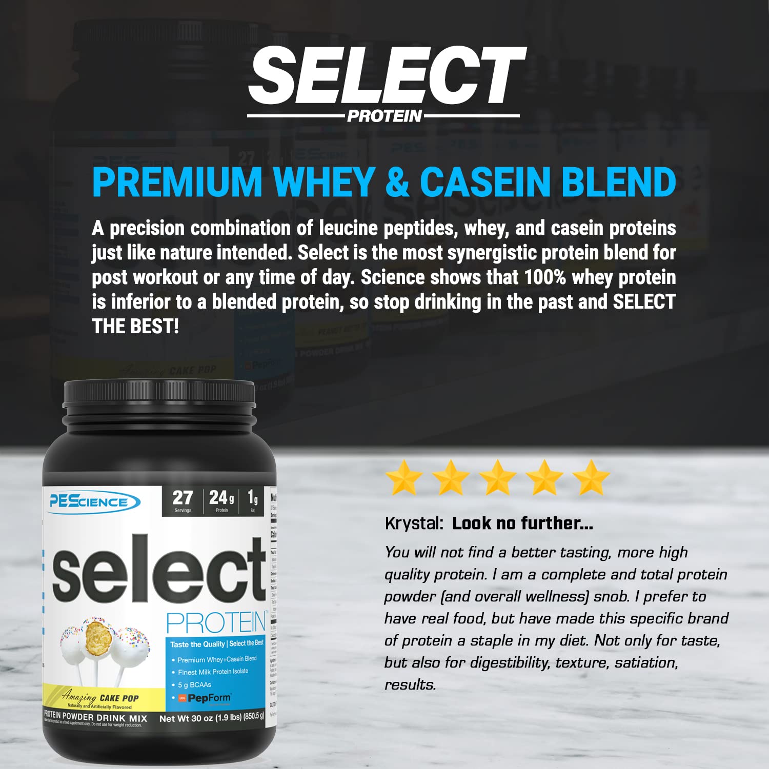 PEScience Select Low Carb Protein Powder, Cake Pop, 27 Serving, Keto Friendly PEScienceUS supplements