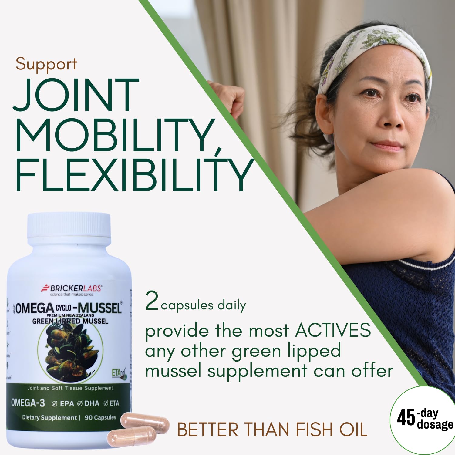 Bricker Labs Omega Cyclo - Mussel Joint Health Supplement, Premium New Zealand Green Lipped Mussel, Full Spectrum Omega Joint Supplements for Joint Health and Comfort, 90 Capsules Bricker LabsAu supplements