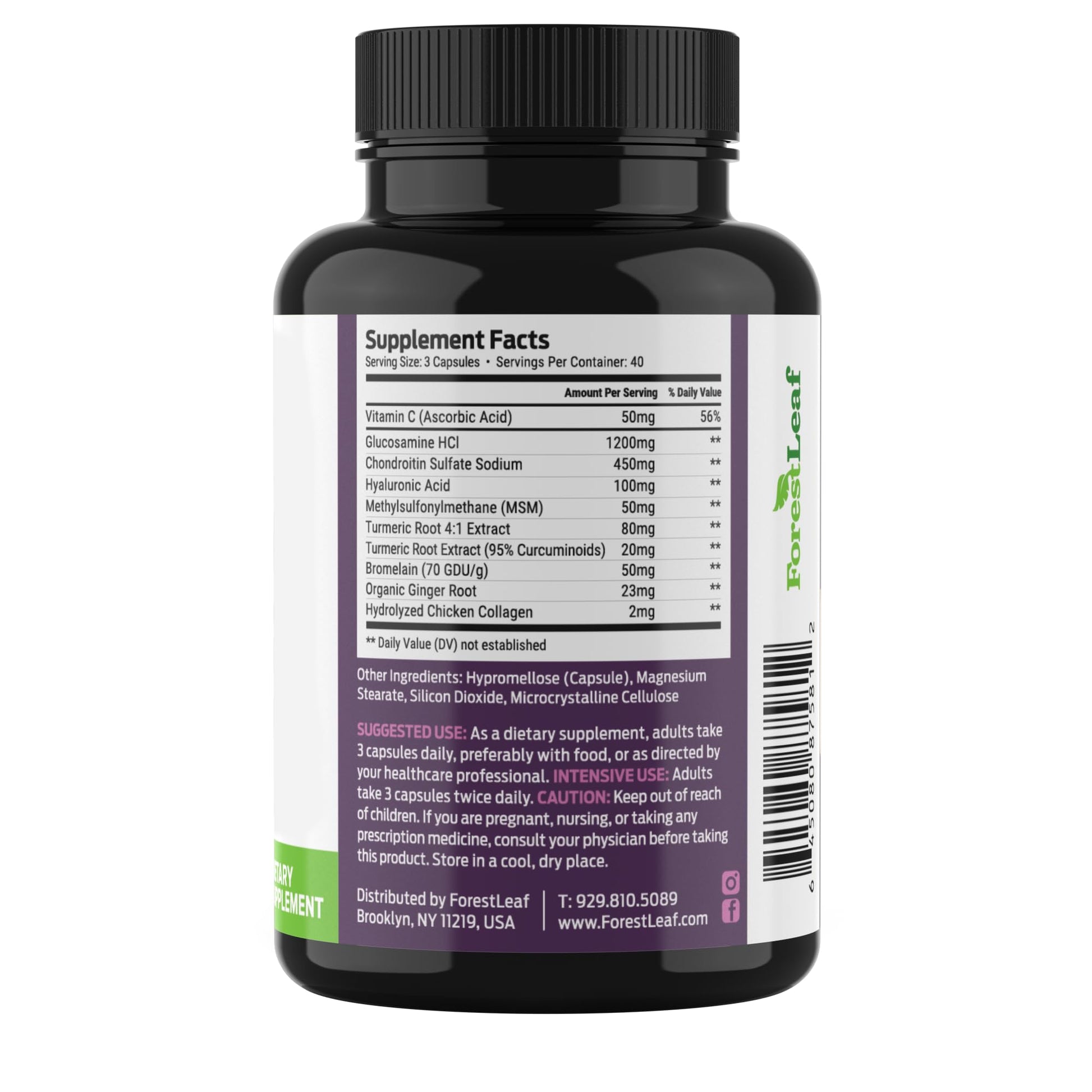 ForestLeaf Glucosamine Chondroitin MSM Joint Supplement Complex - 1200mg - 120 Caps ForestLeafAu supplements