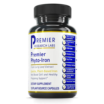 Premier Research Labs Phyto-Iron - Plant Based Iron for Men & Women for Blood Support, Curry Leaves Supplement, Iron Supplements, Non-Heme Iron, 18mg Iron Per Serving - 120 Vegetarian Capsules Premier Research LabsAu supplements
