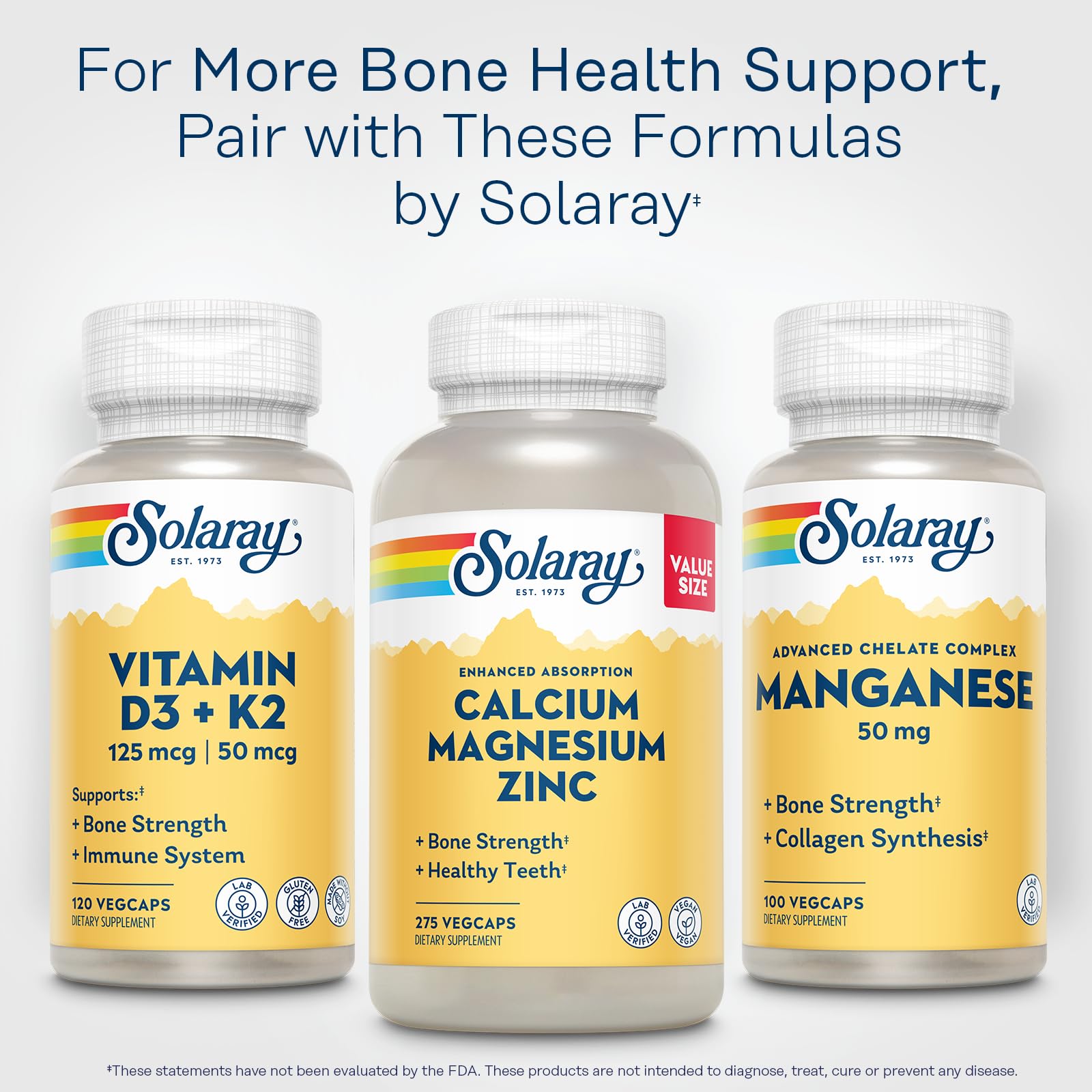 SOLARAY Manganese Supplement 50 mg - Essential Trace Minerals - Advanced Trace Mineral Supplements for Bone Strength and Bone Health Support - Lab Verified, 60-Day Guarantee, 100 Servings, 100 VegCaps SOLARAYAu supplements