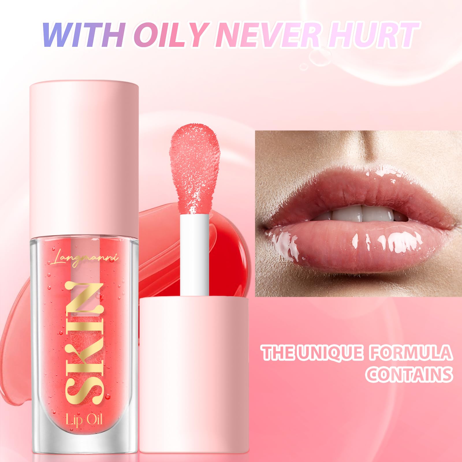 LANGMANNI Moisturizing Lip Oil,No-Sticky Lip Gloss Lip Balm Lip Care,Fruit Flavoured Lip Oil For Dry Lip's Moisturizing Hydrating And Nourishing ((Strawberry)) LANGMANNIAu supplements