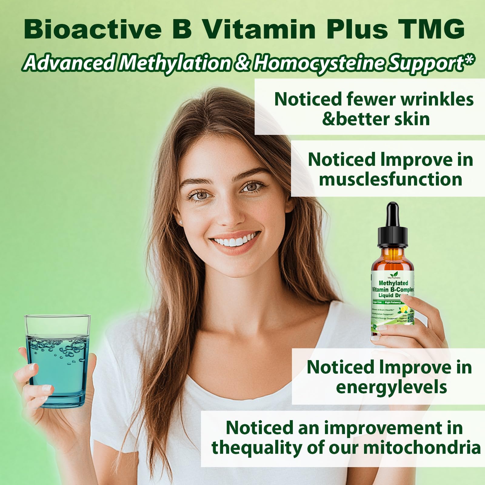 Methylated B Complex Liquid Drop Complete 9-in-1 Methyl B Vitamins w. B12 Methylfolate Inositol Choline TMG Vitamin C E, Super B-Complex Methylated for MTHFR Support, Energy Mood Nerve & Brain Health1 Vita PLynxeraAu supplements
