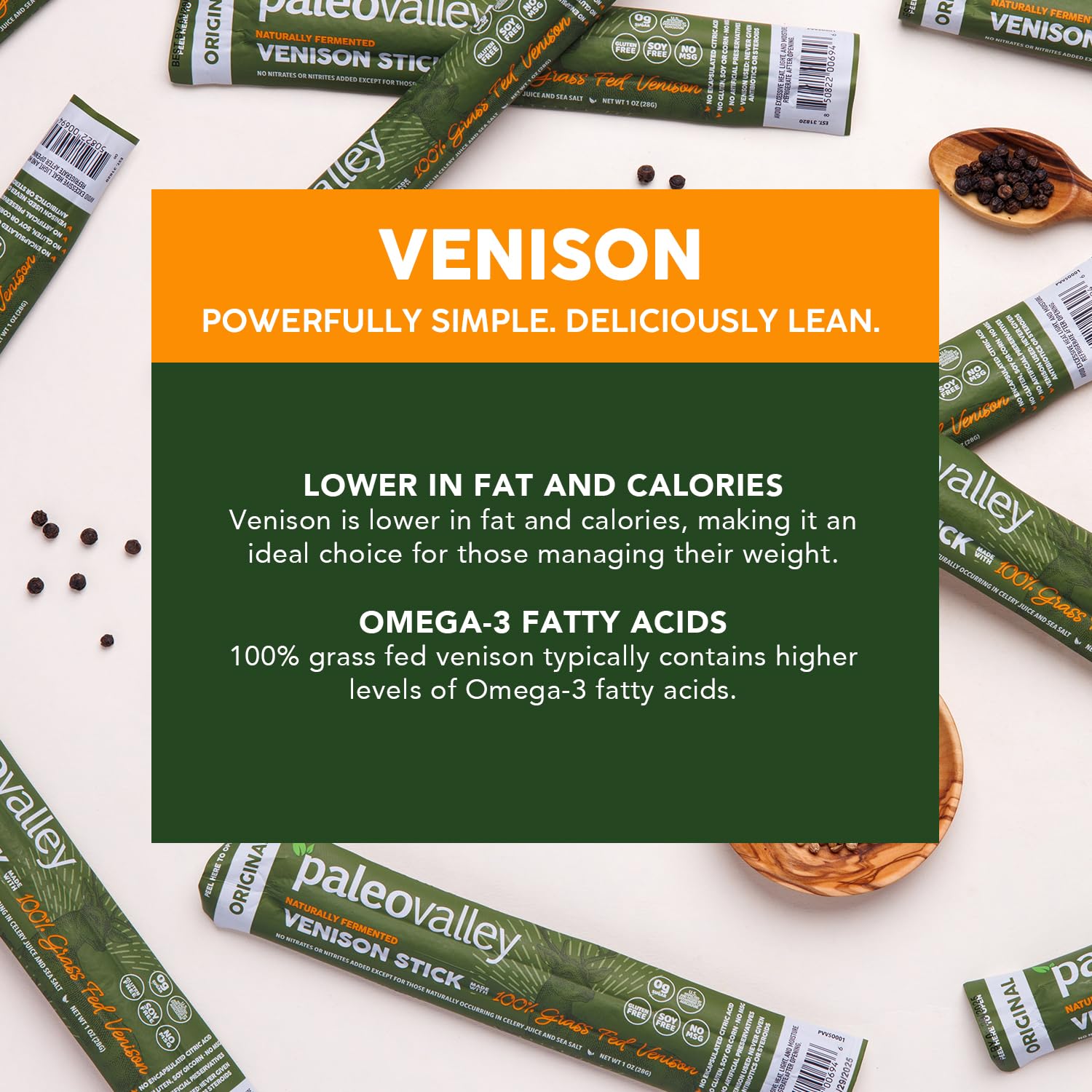Paleovalley 100% Grass Fed Venison Sticks – 10 Pack – Keto-Friendly, High Protein, Low-Calorie Snack – Omega-3 Rich, Gluten-Free, Nitrate-Free, Naturally Flavored – Healthy On-the-Go Meat Snack PaleovalleyUS supplements