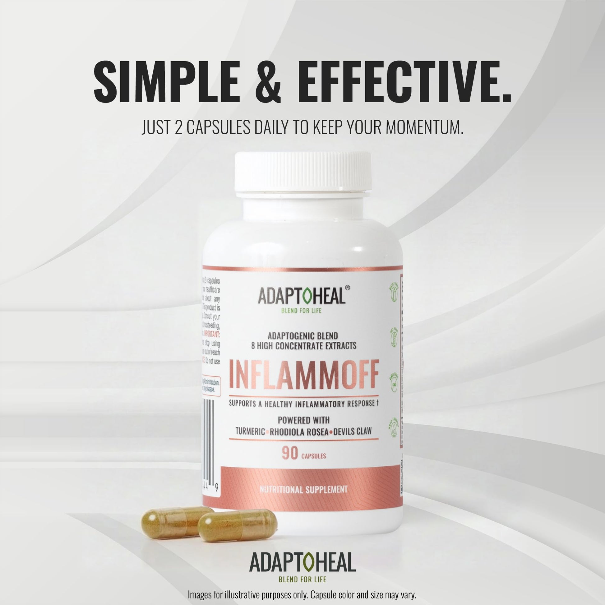 ADAPTOHEAL Inflammoff - Adaptogenic Supplement Designed to Support Joint, Muscle and Tissue Inflammation Naturally, 8 Highly Concentrated extracts with Turmeric and Rhodiola rosea (90 Capsules) ADAPTOHEALAu supplements