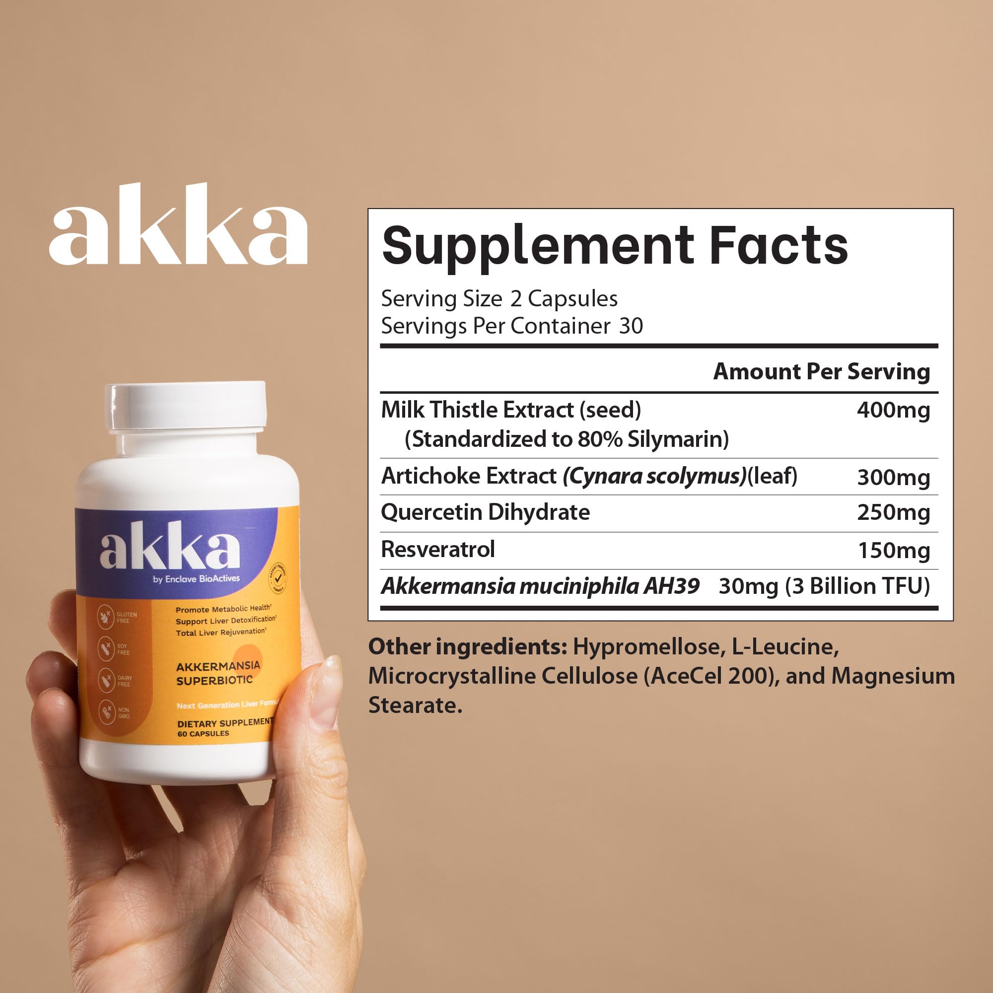 AKKA Premium Liver Cleanse Detox & Repair Superbiotic - Supports Liver Health & Function, Boosts Energy, Digestion & Metabolism with Bioavailable Pasteurized Akkermansia, Non-GMO, Gluten-Free, 60 Caps AKKAAu supplements