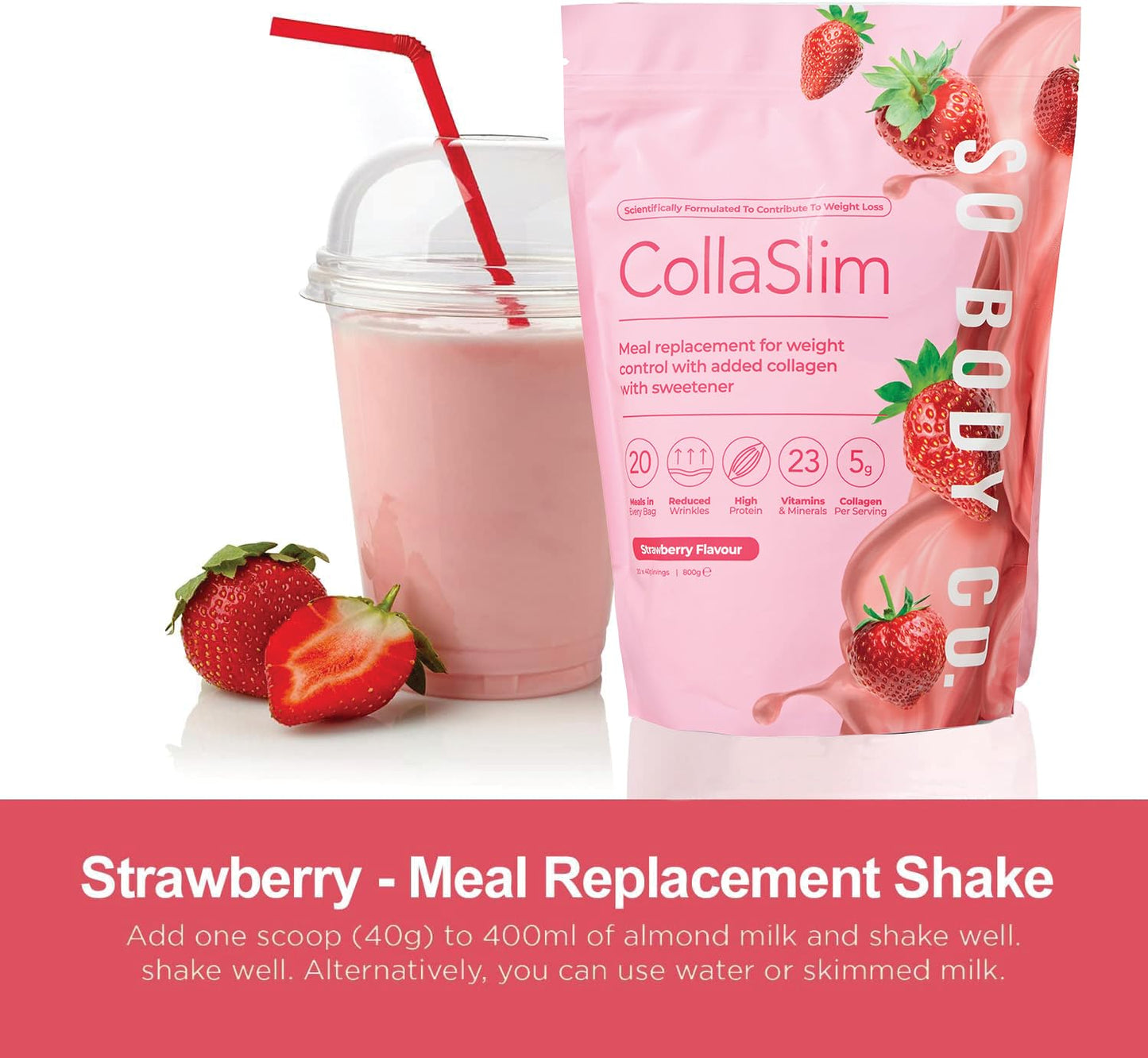 CollaSlim, Meal Replacement Shake with Added Collagen, Vitamins and Minerals, 800g So Body CoUS supplements