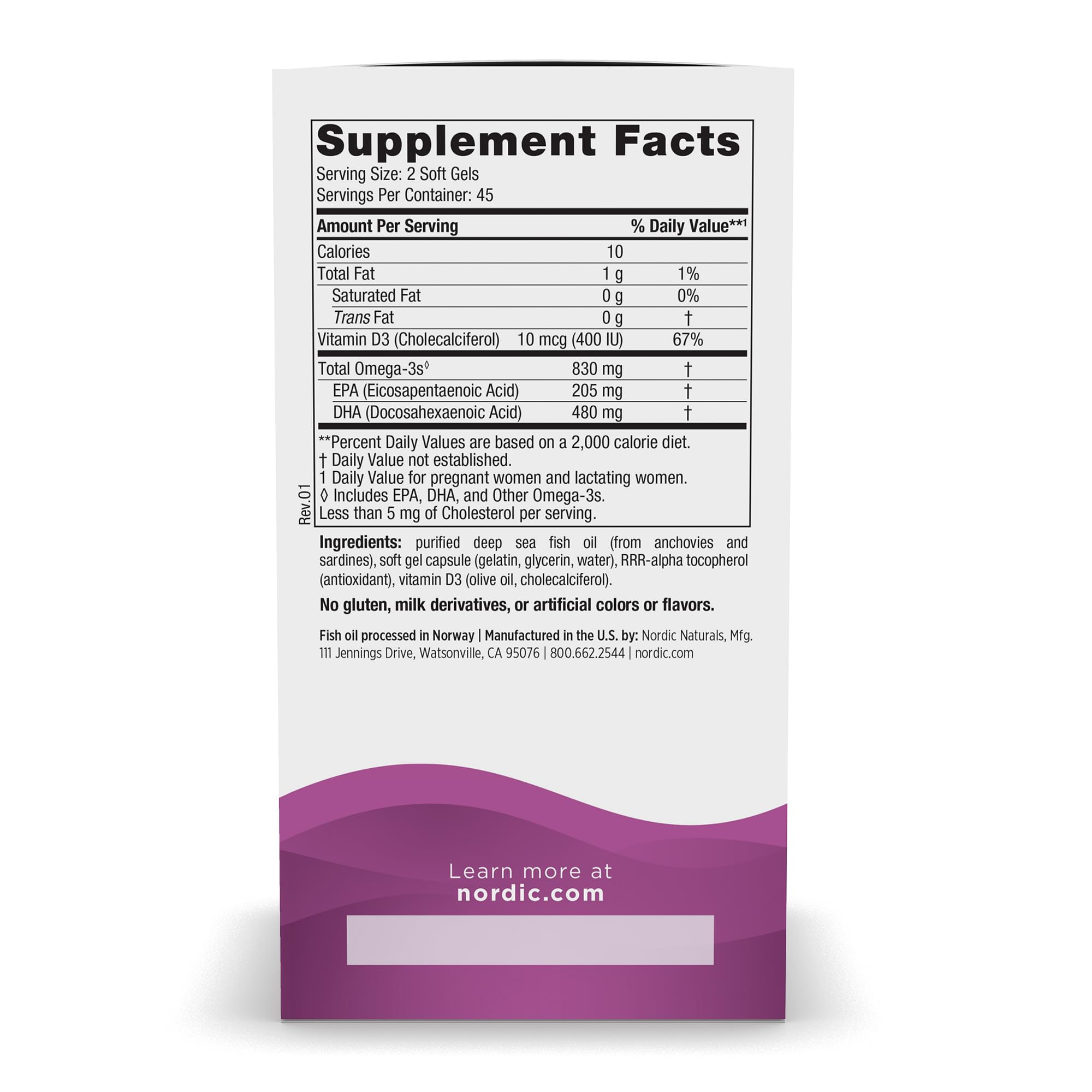 Nordic Naturals Prenatal DHA, Unflavored - 830 mg Omega-3 + 400 IU Vitamin D3 - 90 Soft Gels - Supports Brain Development in Babies During Pregnancy & Lactation - Non-GMO - 45 Servings Nordic NaturalsAu supplements