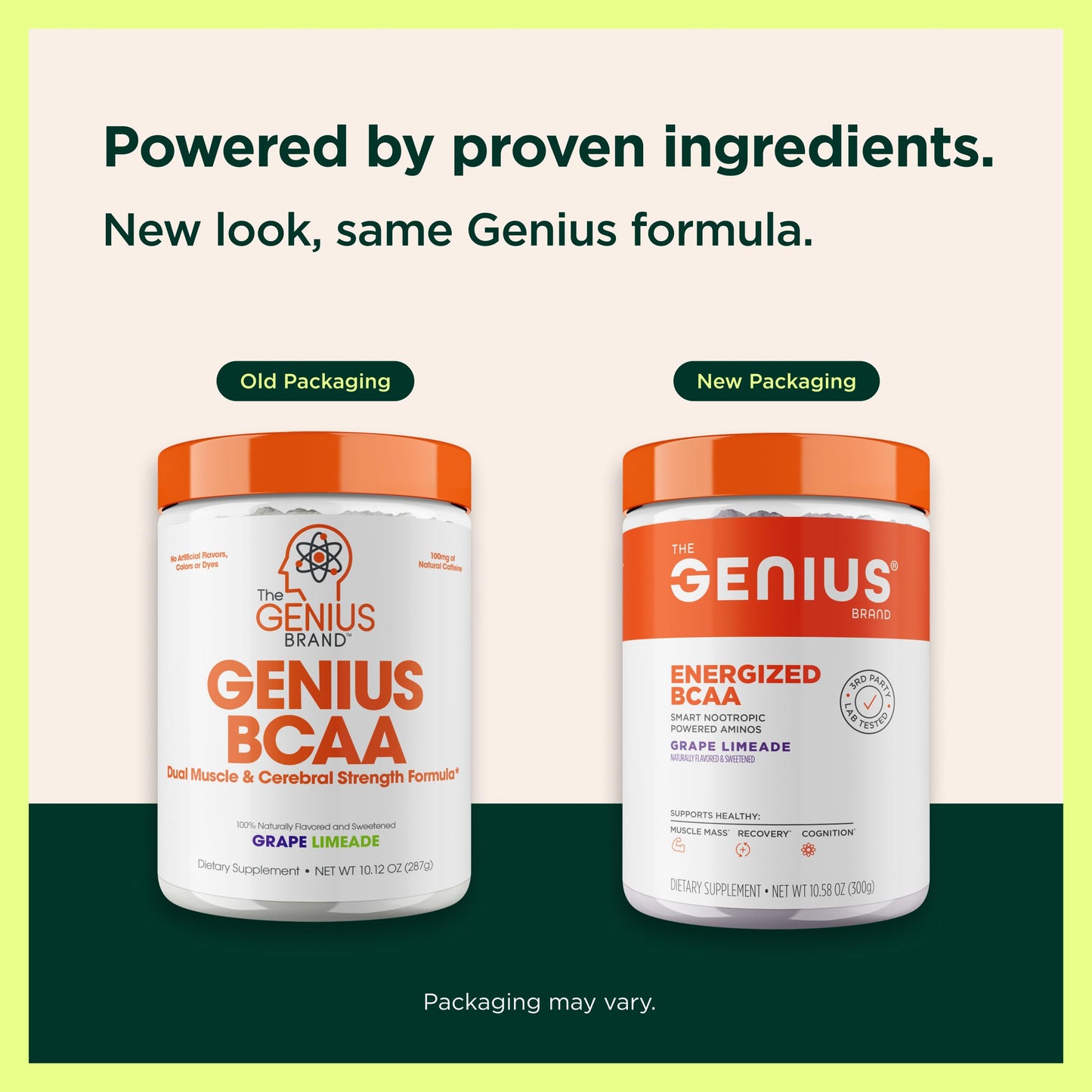 Genius BCAA Powder - 5g Vegan BCAAs L-Glutamine, Cognizin & Rhodiola Muscle Recovery Energy Support 100mg Caffeine Pre, Intra, Post-Workout Nootropic Supplement for Focus & Performance - Grape Limeade The Genius BrandUS supplements