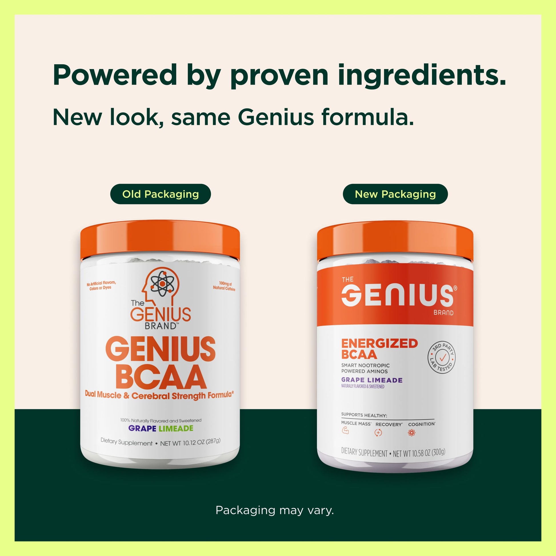 Genius BCAA Powder - 5g Vegan BCAAs L-Glutamine, Cognizin & Rhodiola Muscle Recovery Energy Support 100mg Caffeine Pre, Intra, Post-Workout Nootropic Supplement for Focus & Performance - Grape Limeade The Genius BrandUS supplements