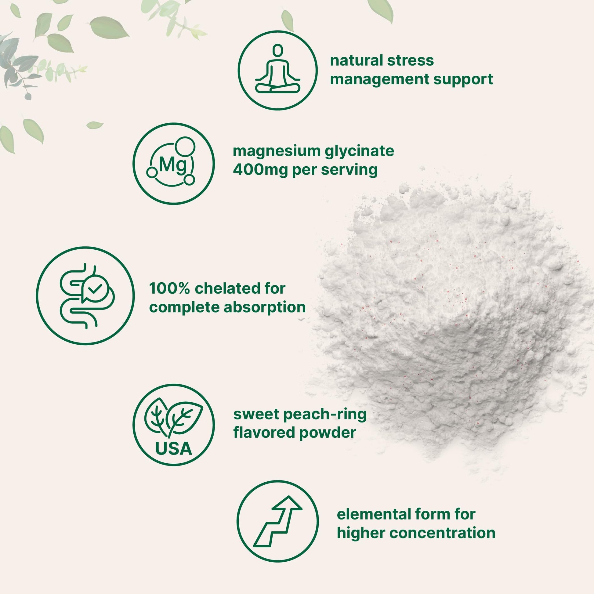 Magnesium Powder, 12oz (56 Servings) | Magnesium Glycinate Powder | Sweet Peach Ring Flavored | Sleep, Muscle, Heart & Nerve Health Support | Easily Absorbed | Non-GMO, Vegan, Sugar Free Micro IngredientsAu supplements