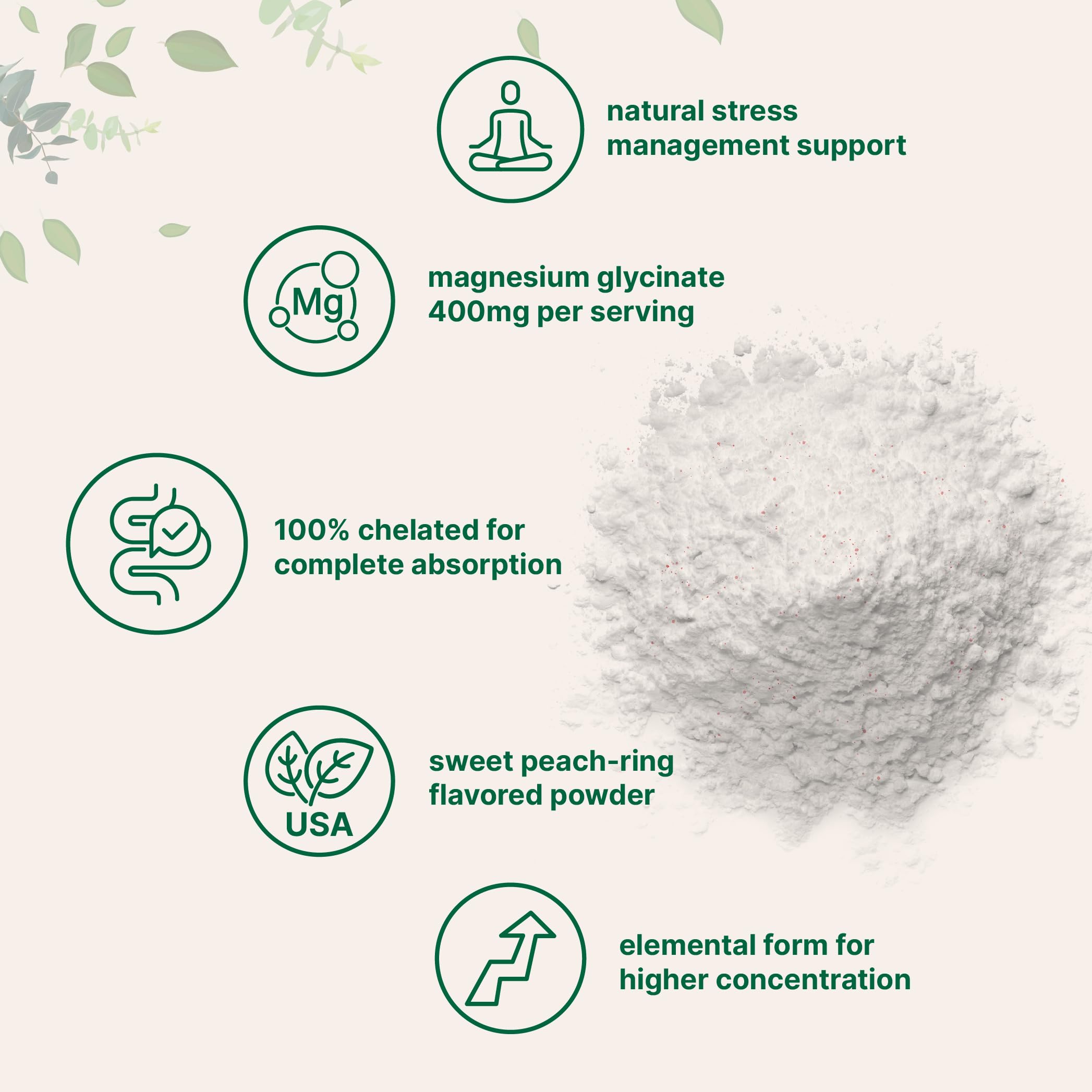 Magnesium Powder, 12oz (56 Servings) | Magnesium Glycinate Powder | Sweet Peach Ring Flavored | Sleep, Muscle, Heart & Nerve Health Support | Easily Absorbed | Non-GMO, Vegan, Sugar Free Micro IngredientsAu supplements