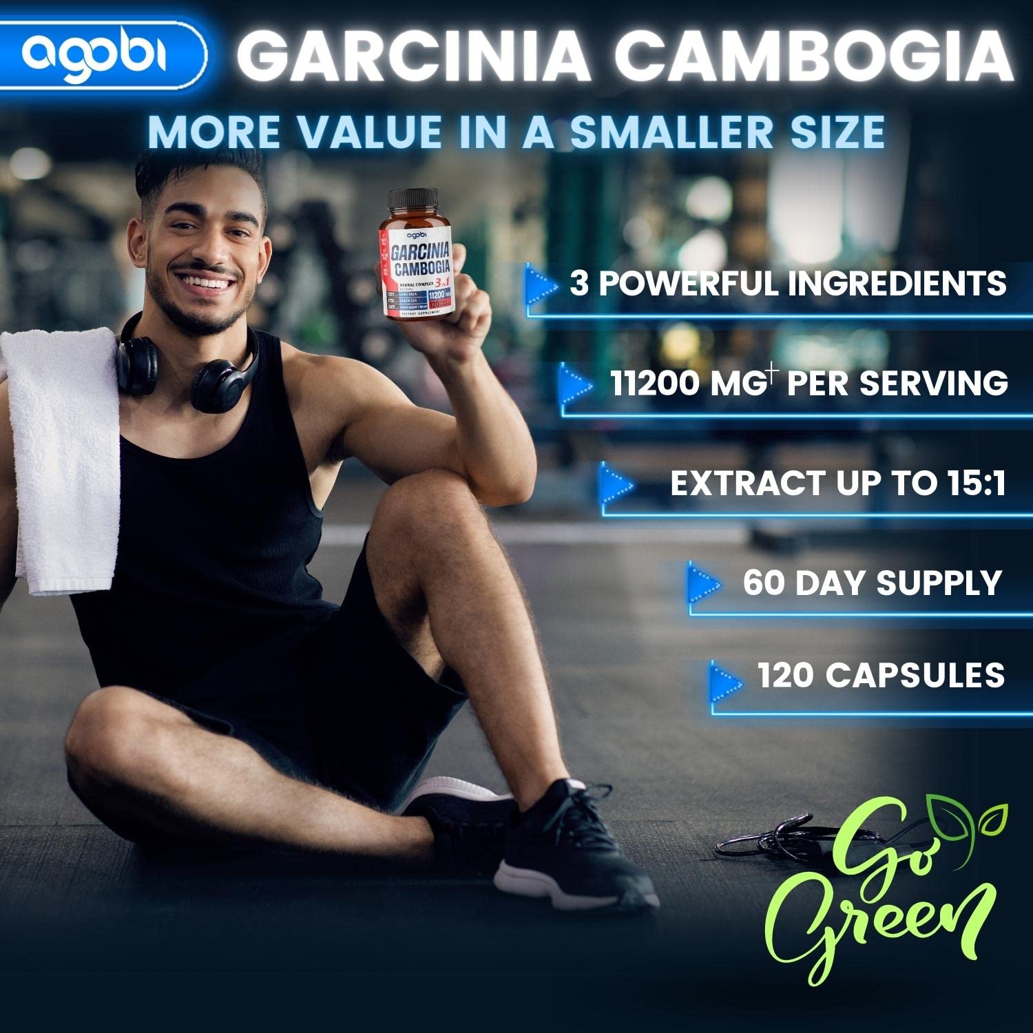 agobi 3in1 Garcinia Cambogia Extract Capsules - 11200mg Herbal Supplement for Body Health agobiAu supplements