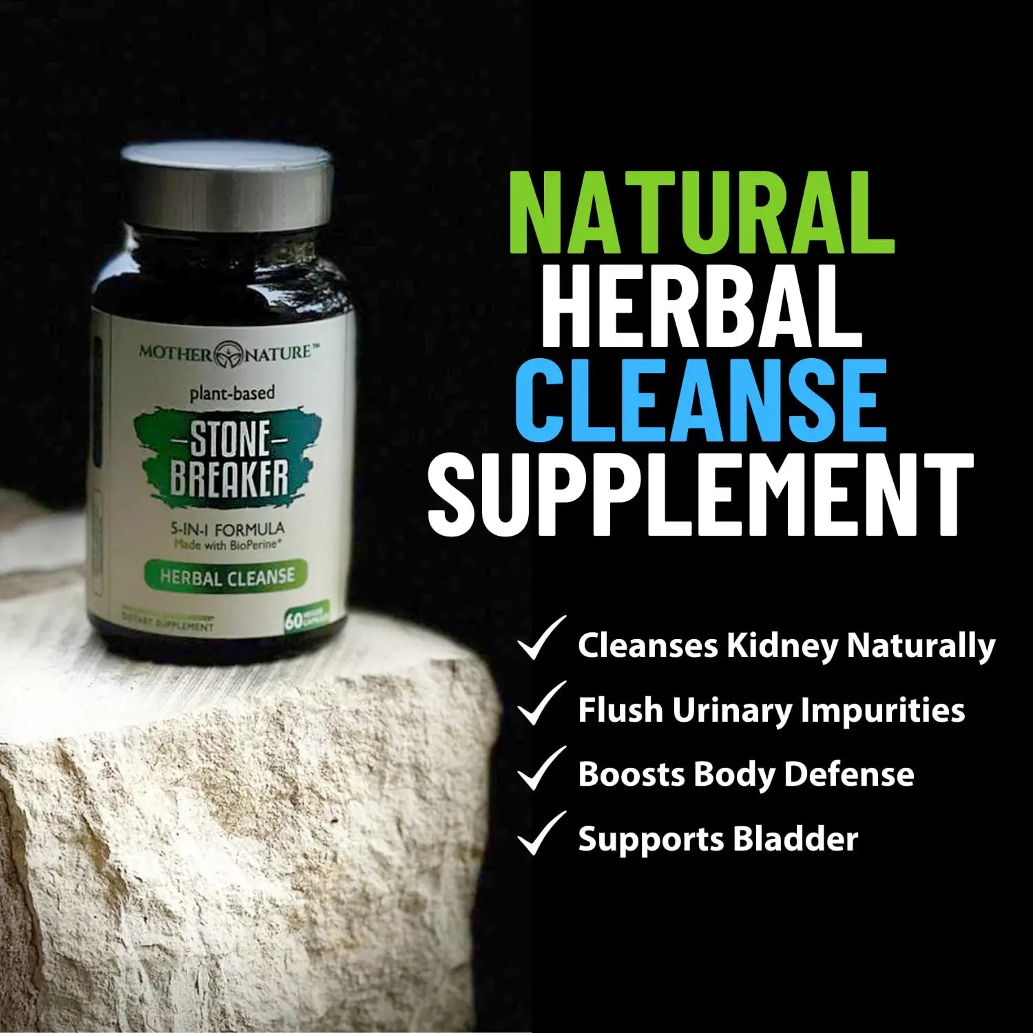 Stone Breaker Chanca Piedra Capsules, Dissolve Kidney & Gallbladder, Detoxify Urinary Tract, Flush Impurities, Kidney Support with Celery Seed Extract - 60 Veg Capsules Mother Nature Organics Superfoods for Organic LivingAu supplements
