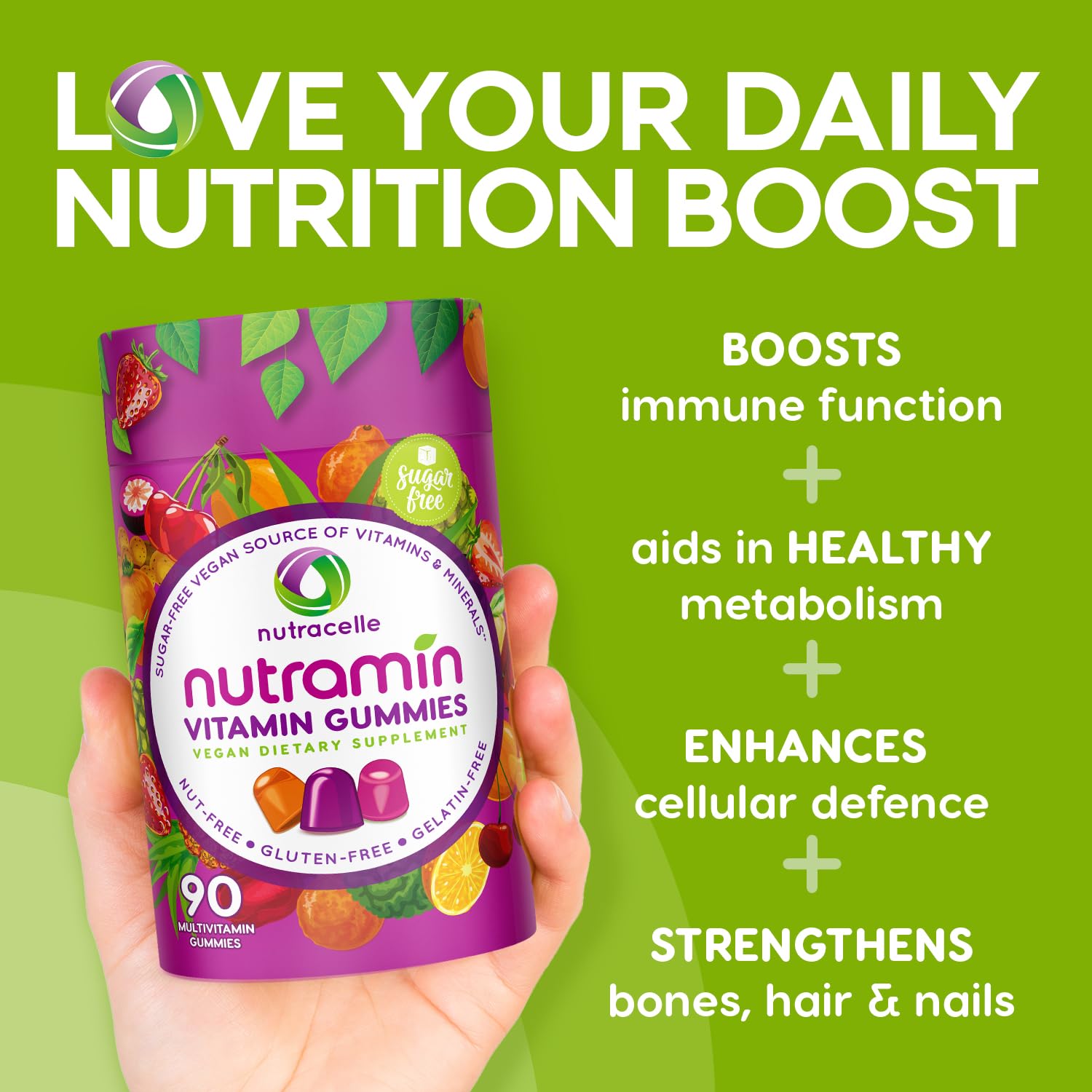 NUTRAMIN Daily Vegan Keto Multivitamin Gummies Vitamin C, D2, and Zinc for Immunity NutracelleAu supplements