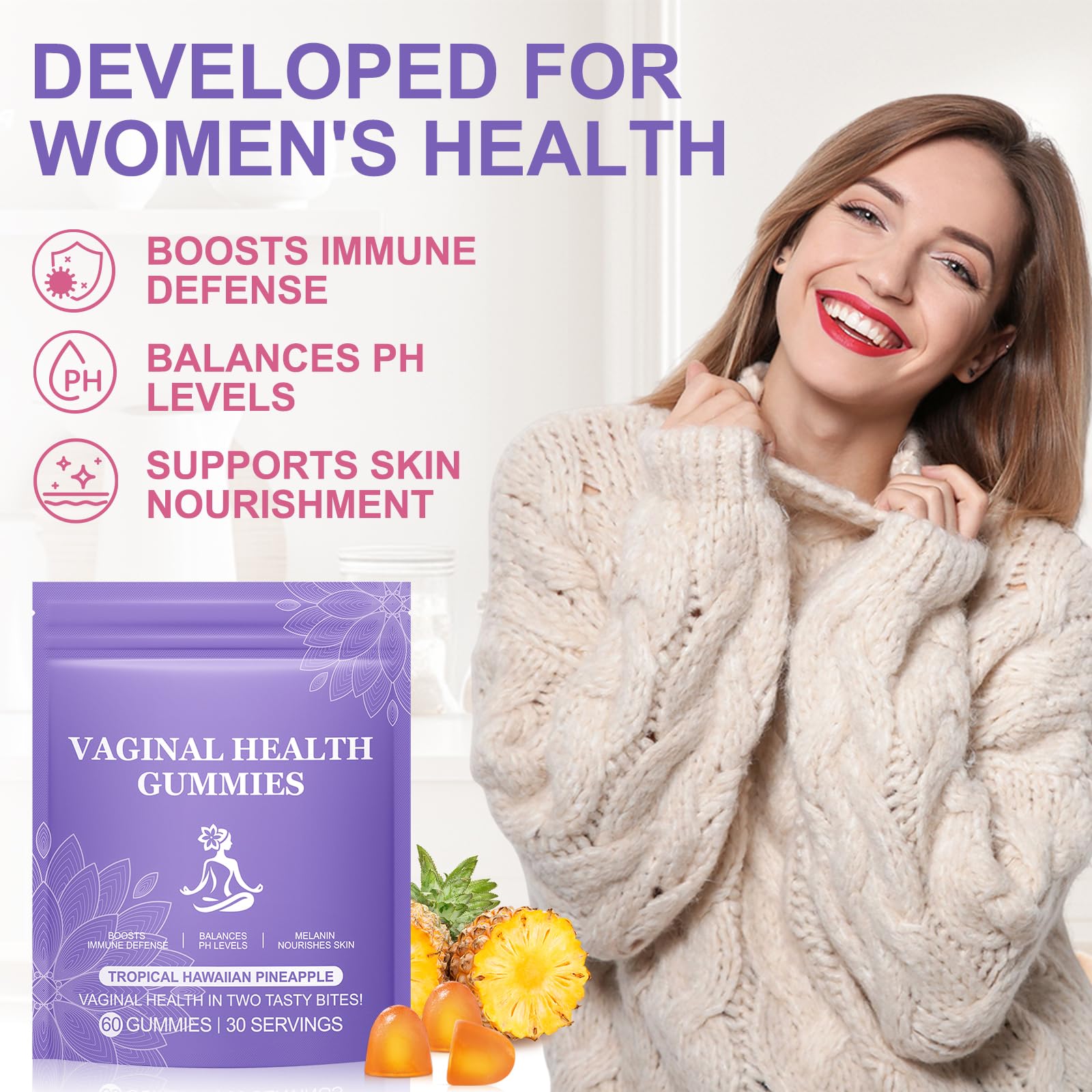 Vital Vaginal Probiotic Gummies for Women, 60PCS Feminine Balance Gummies, PH Balance,Immune Support, Vegan, Gluten-Free, Vaginal Probiotics Supplement, 60 Count DCTTVHVDAu supplements