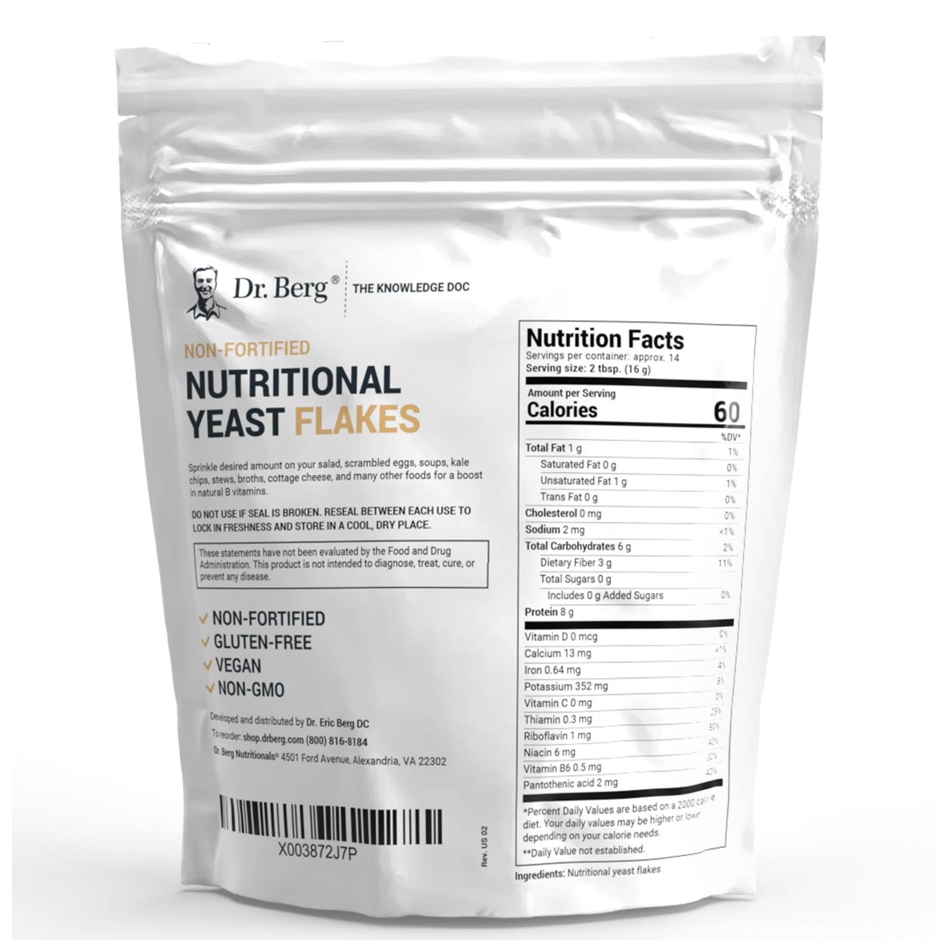 Dr. Berg Premium Nutritional Yeast Flakes - Delicious Non-Fortified Nutritional Yeast Dr. Berg NutritionalsUS supplements