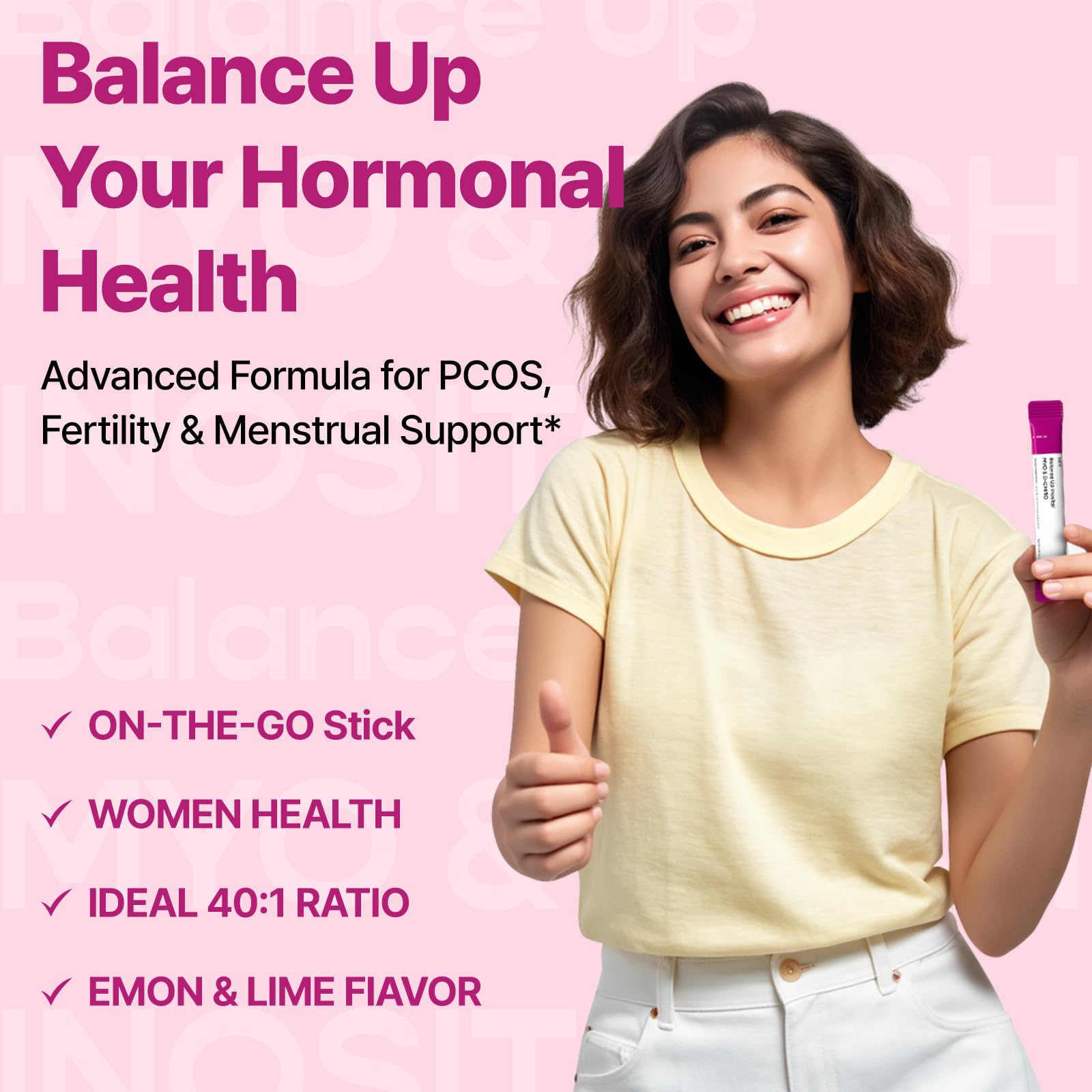 Dr.GET IT Balance Up Inositol 40:1 Myo & D-Chiro with Folate & Choline – Hormone Balance & Reproductive Health Support for Women – Lemon Lime Stick Powder, 30 Servings Dr.GET ITAu supplements