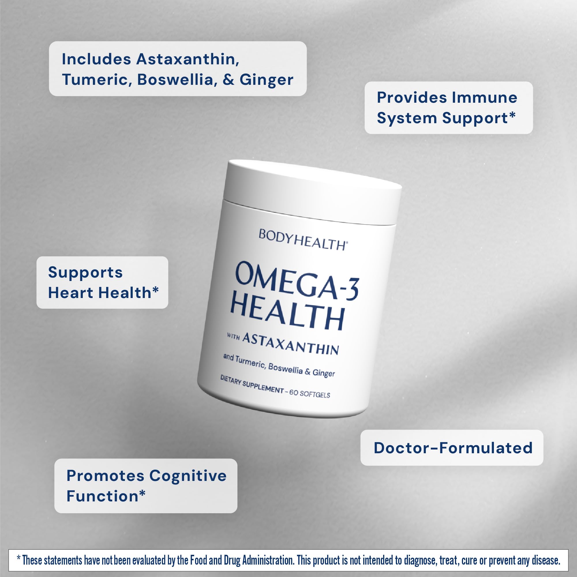 BodyHealth Omega 3 Health, Fish Oil Supplement for Women and Men, Heart and Brain Health, Fish Oil Pills, Fatty Acid Supplements, Omega 3 Vitamins - 60 Soft Gels BodyHealthAu supplements