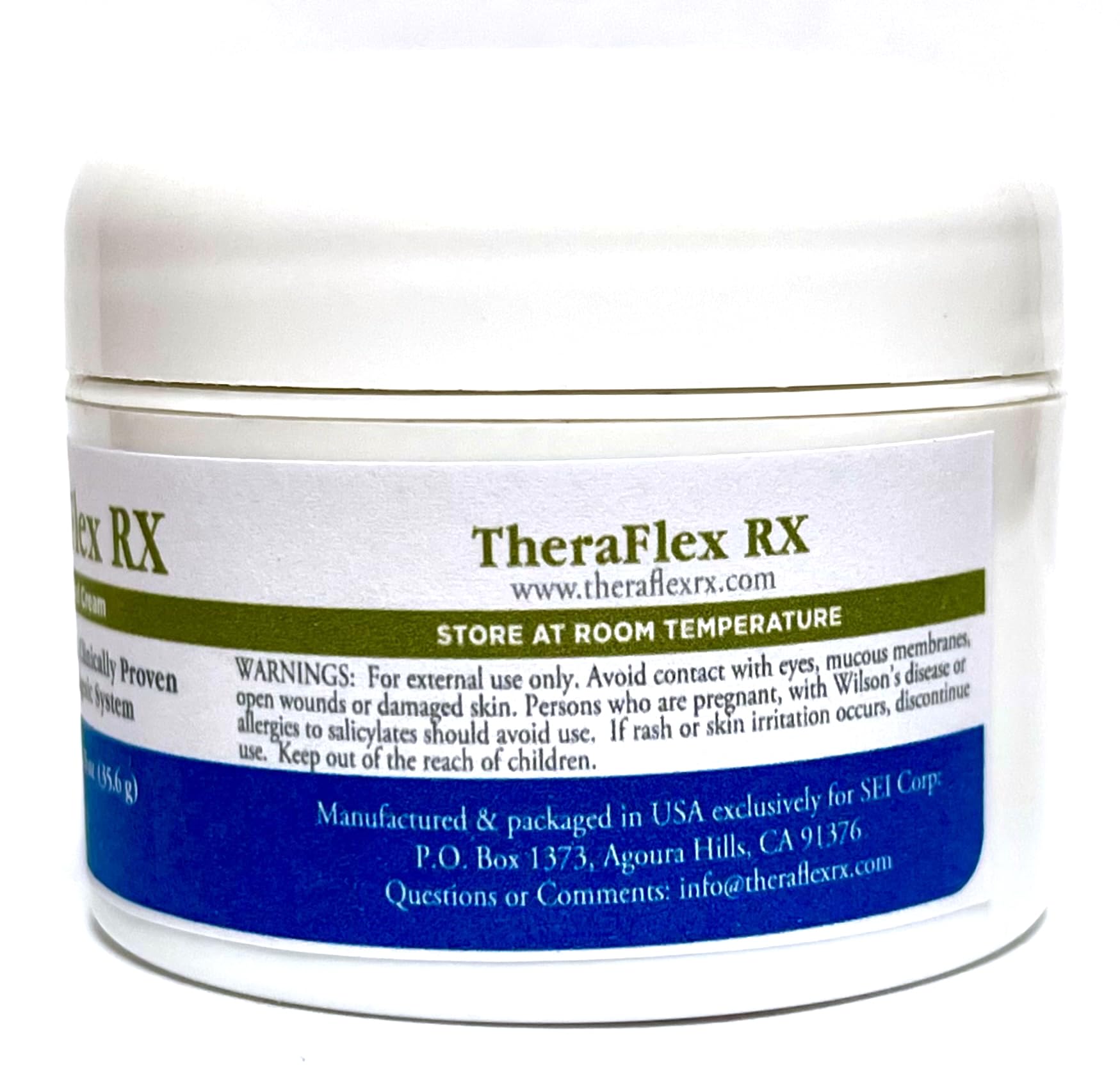 Theraflex RX® TMJ Cream (Doctor Formulated). This is a Patented Topical Cream which Provides Masseter Muscle and temporomandibular Joint Relief (TMJ) Theraflex RXAu supplements