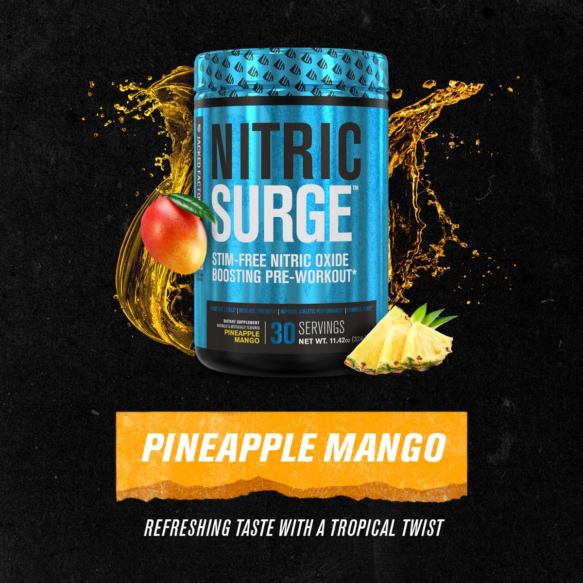 Nitric Surge Stim Free Pre Workout Powder - Caffeine Free Nitric Oxide Supplement Jacked FactoryAu supplements