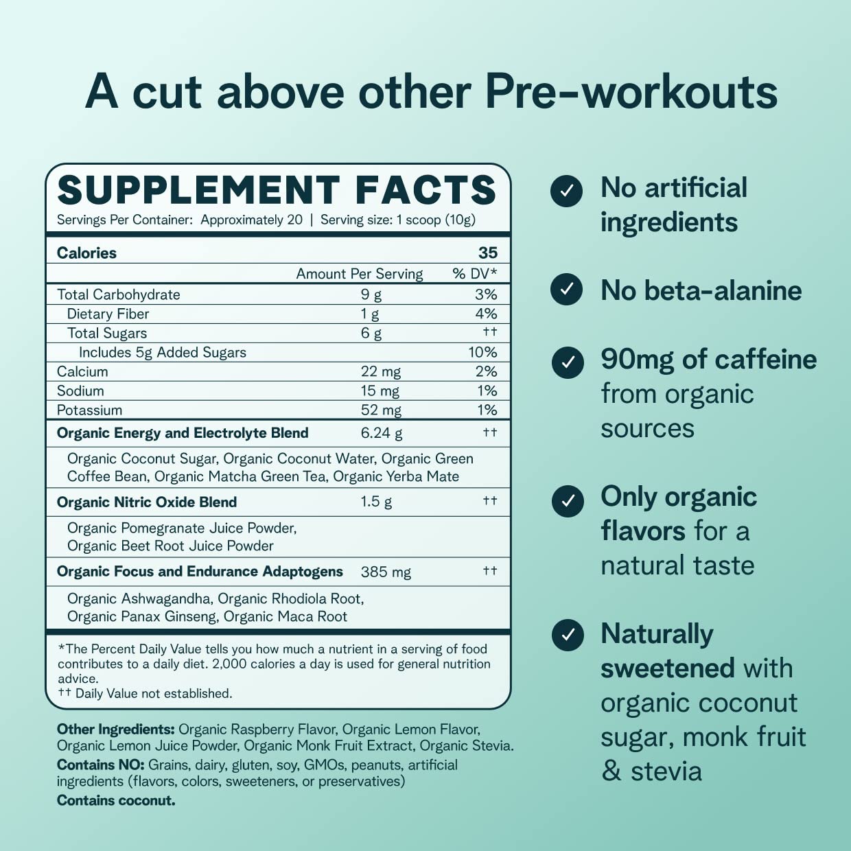 Ora Organic Natural Pre Workout Powder - Raspberry Lemonade Flavor- Provides Jitter Free Ora OrganicUS supplements