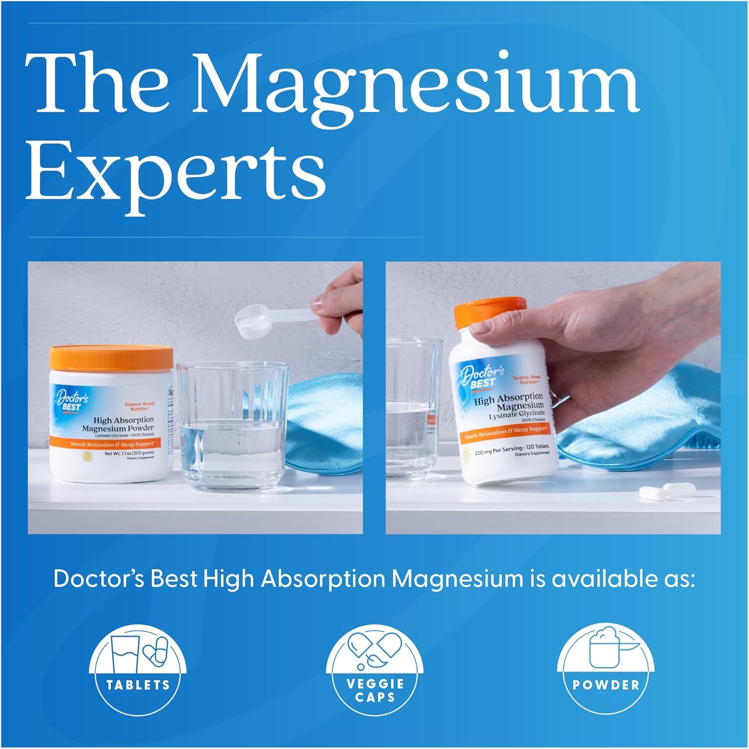 Doctor's Best High Absorption Magnesium Glycinate Lysinate Supplement for Sleep Support - Chelated Magnesium Tablets for Women & Men, 200mg per Serving, Supports Calm & Relaxation, Vegan - 120 Count Doctor's BESTAu supplements