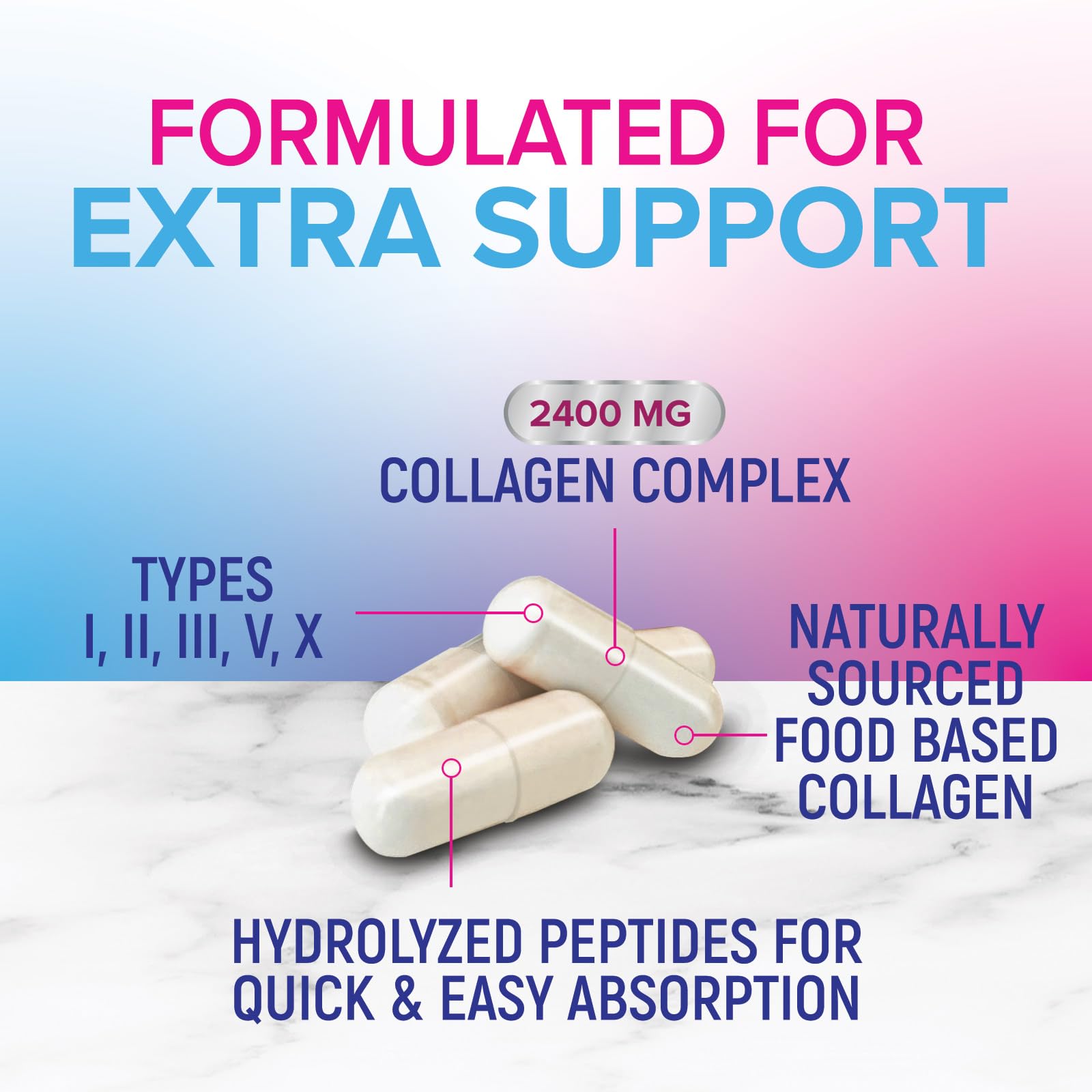 Multi Collagen Pills 2400 mg - Advanced Types I, II, III, V, X - Hydrolyzed Multi Collagen Peptides Pills, Collagen Supplements for Women & Men - Hair, Skin, & Nail Support Supplement - 120 Capsules Nature's NutritionAu supplements