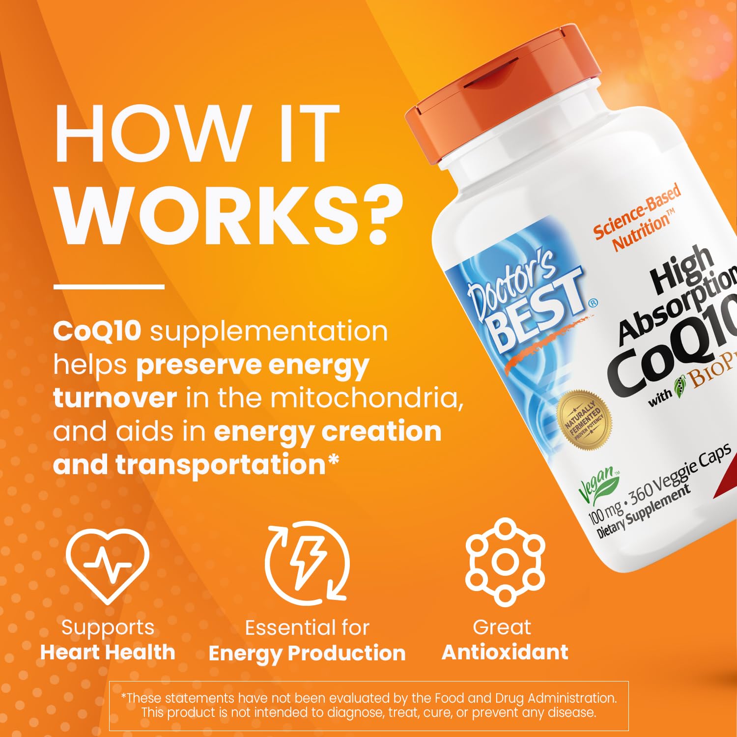 Doctor's Best High Absorption CoQ10 with BioPerine, Gluten Free, Naturally Fermented Doctor's BESTUS supplements