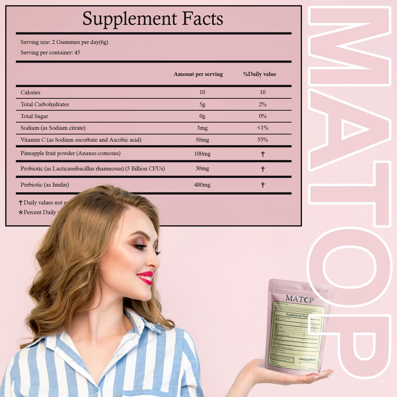MATOP Probiotic Prebiotic pH Balance Gummies - Vaginal Health Gummies for Women Pro + Prebiotic with Pineapple Flavor, Vegan, Sugar-Free – 90 Gummies (45 Servings) MATOPAu supplements