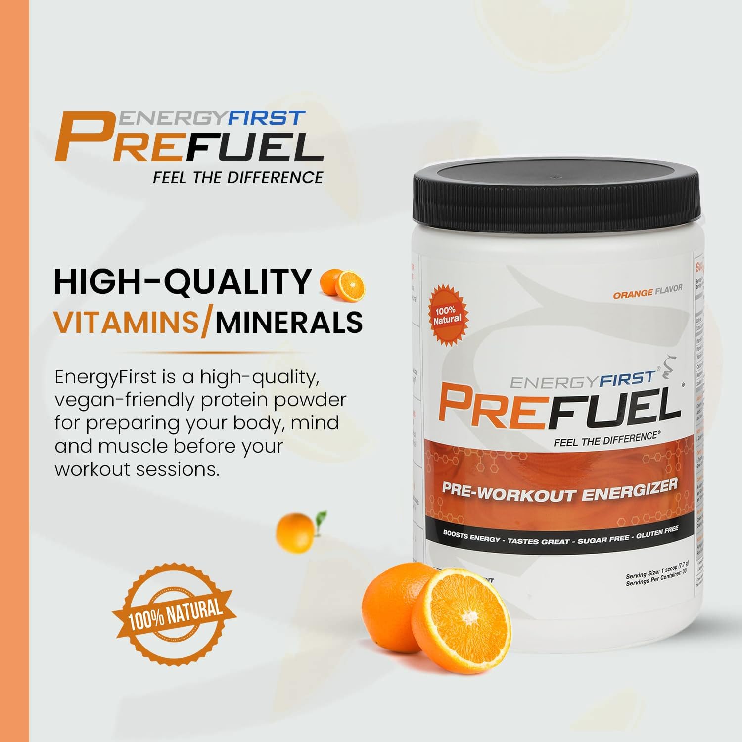 EnergyFirst Prefuel Pre-Workout Powder, Orange Flavor, Boost Energy, Creatine Monohydrate EnergyFirstAu supplements